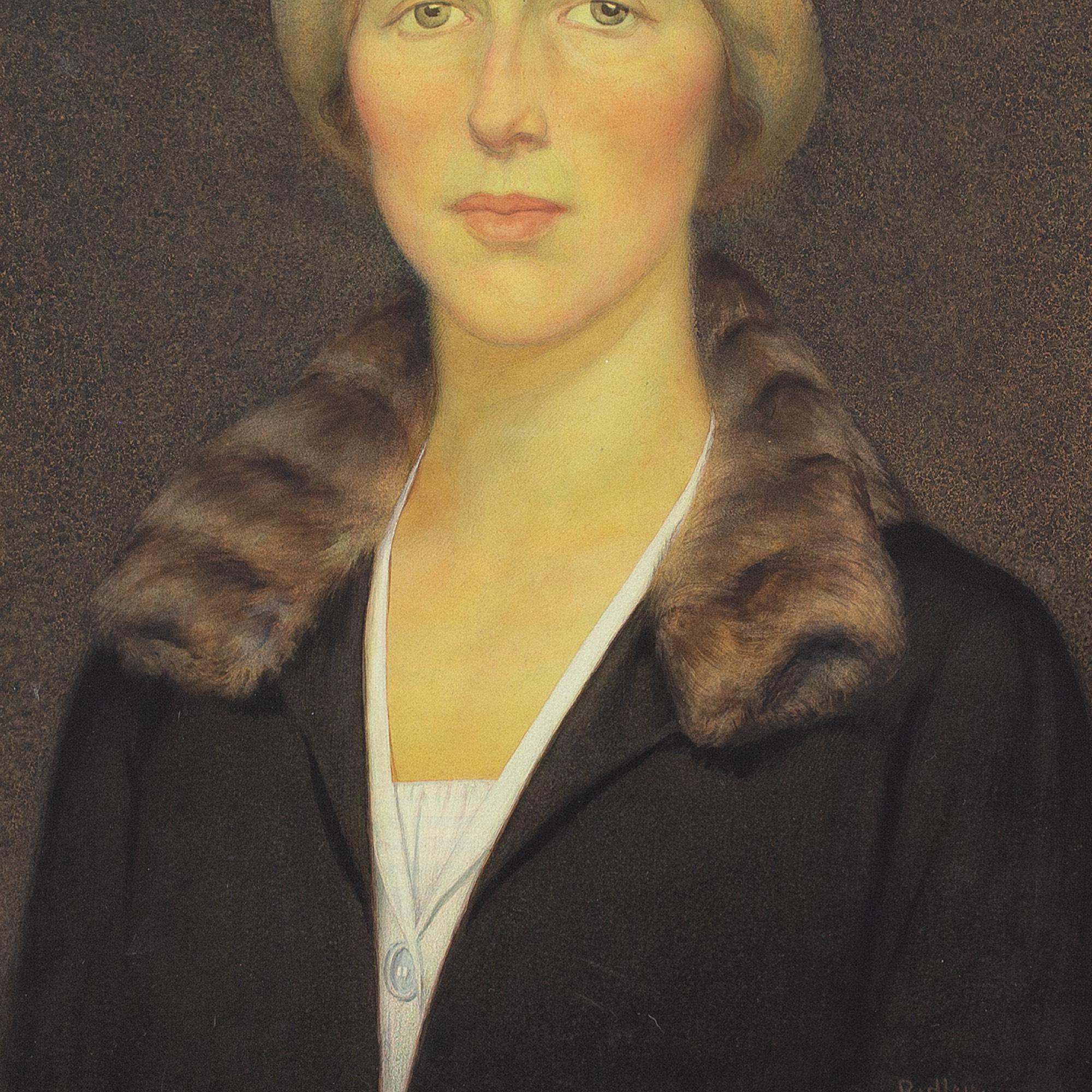 Edward Ridley, 1920s Portrait Of A Woman, Watercolour For Sale 1
