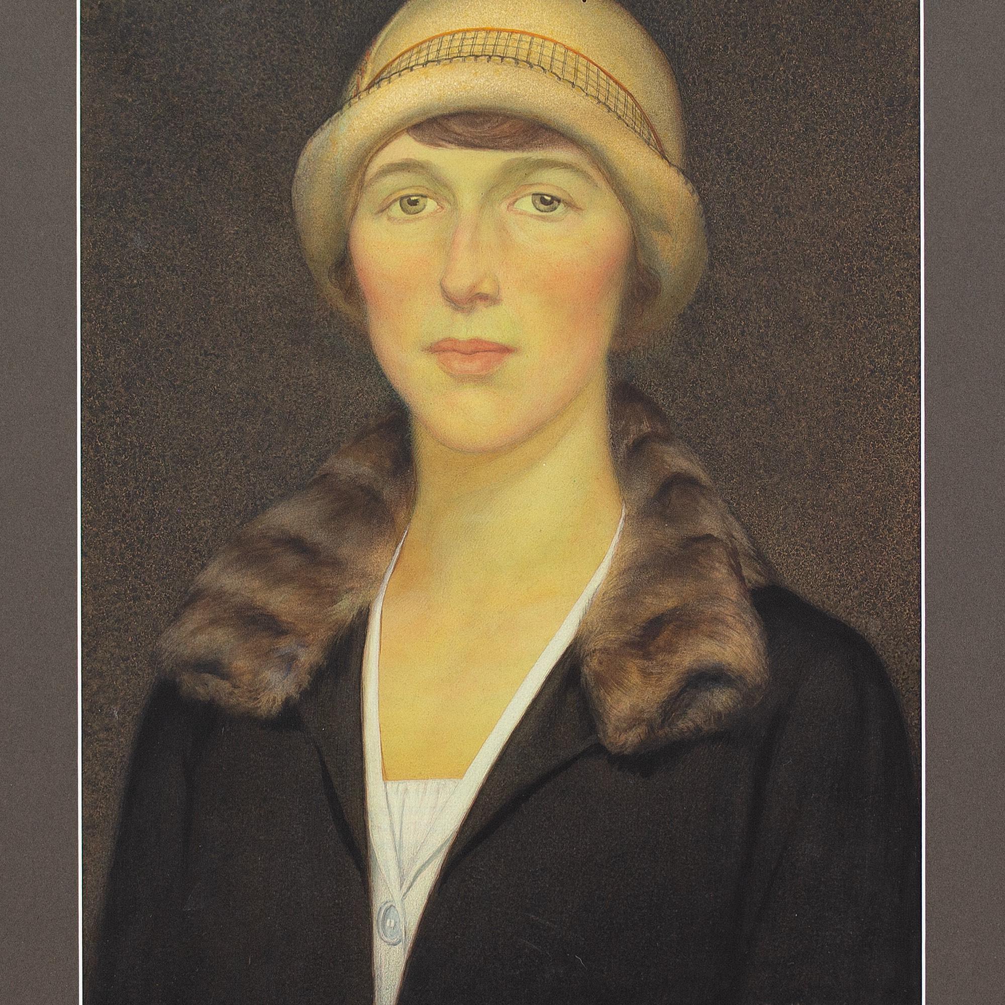 Edward Ridley, Porträt einer Frau, Aquarell, 1920er-Jahre im Angebot 2