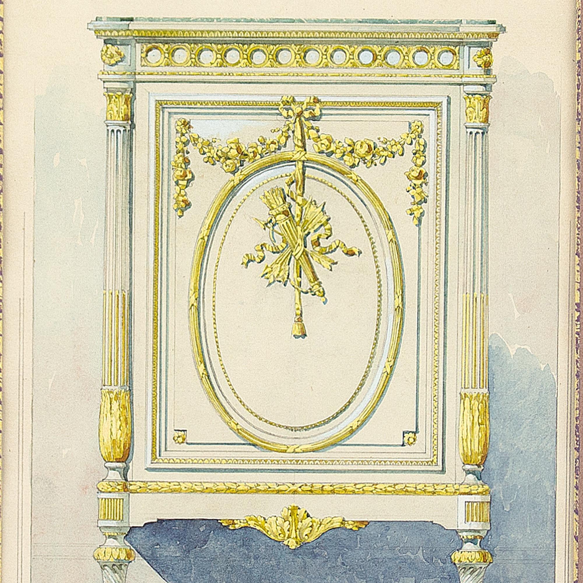 19th-Century French School, Two Designs For Rococo-Revival Furniture 1