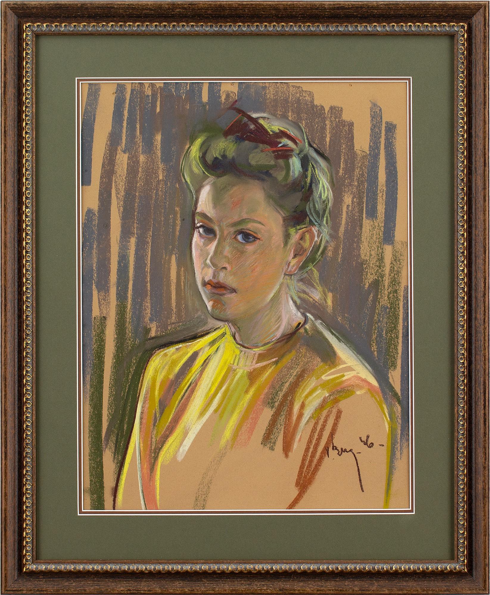 20th-Century Swedish School, Portrait Of A Woman, Pastel - Art by Unknown