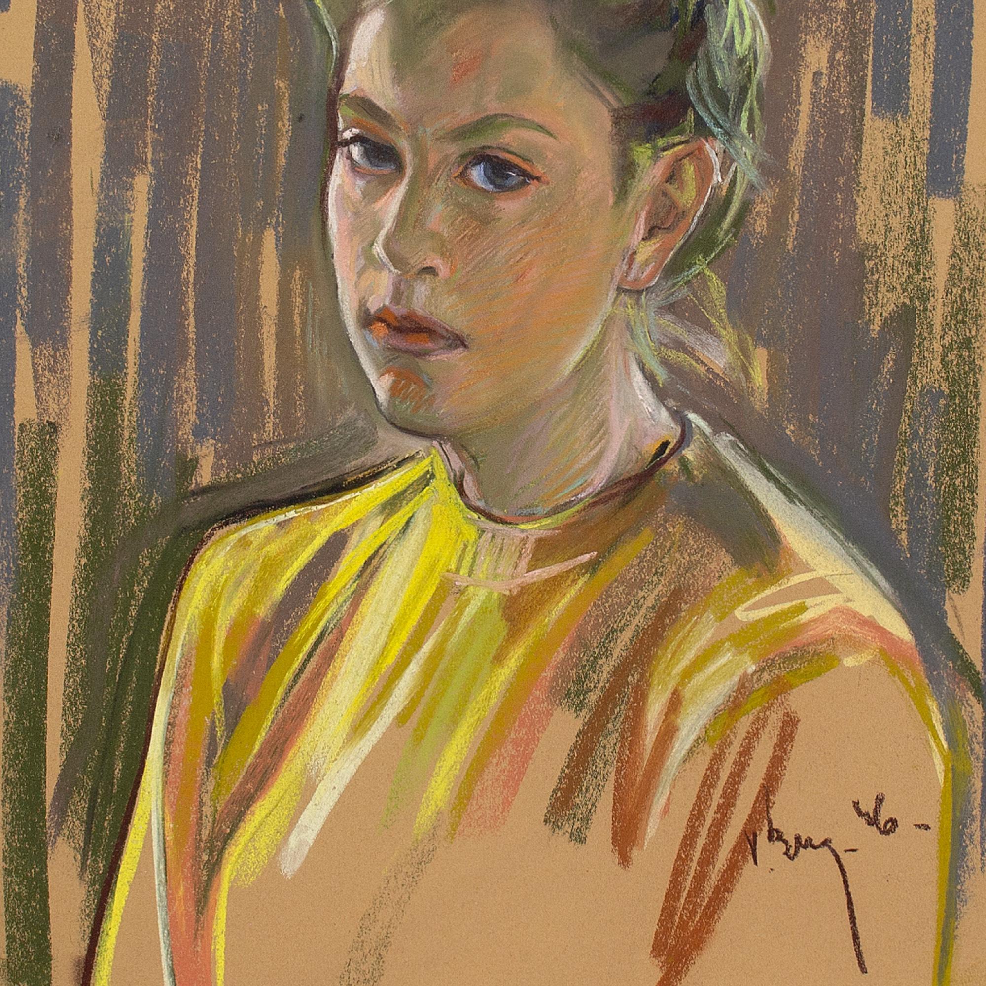 20th-Century Swedish School, Portrait Of A Woman, Pastel 2