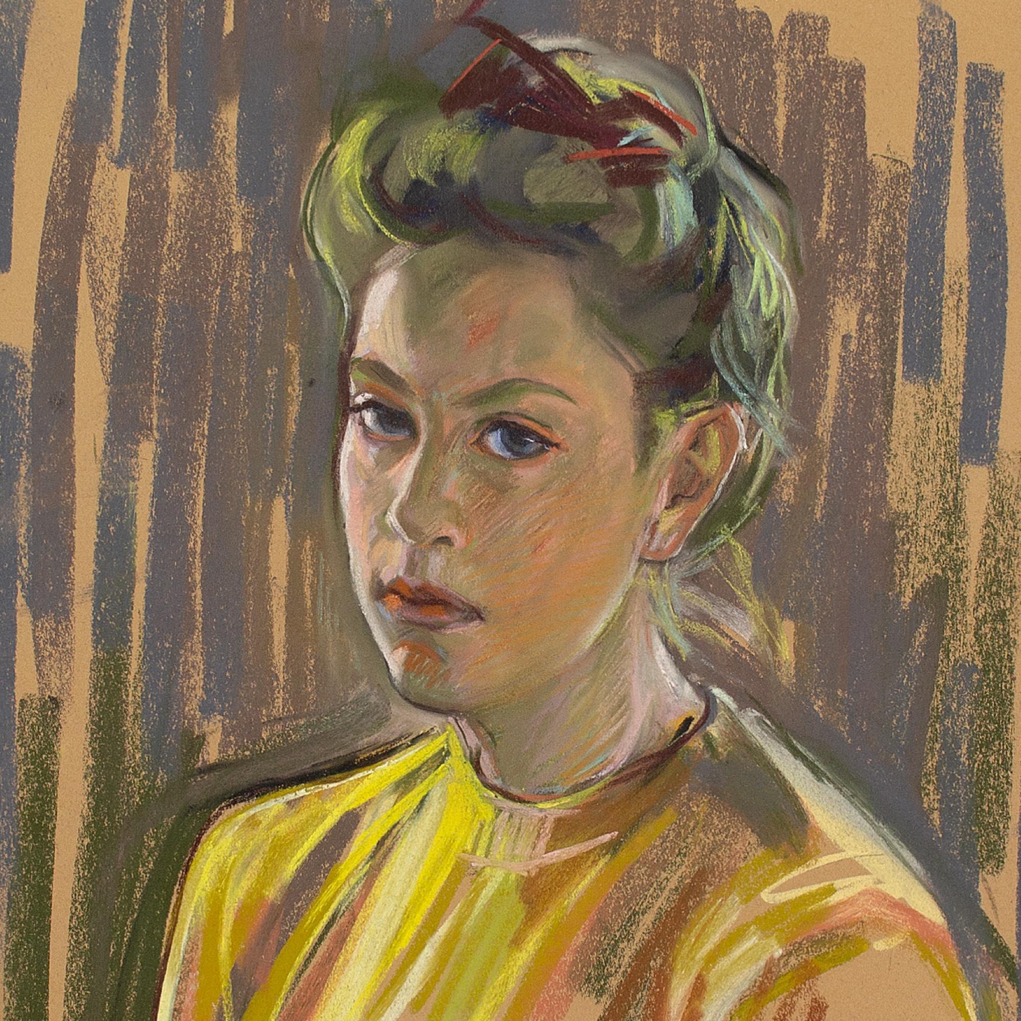 20th-Century Swedish School, Portrait Of A Woman, Pastel 1