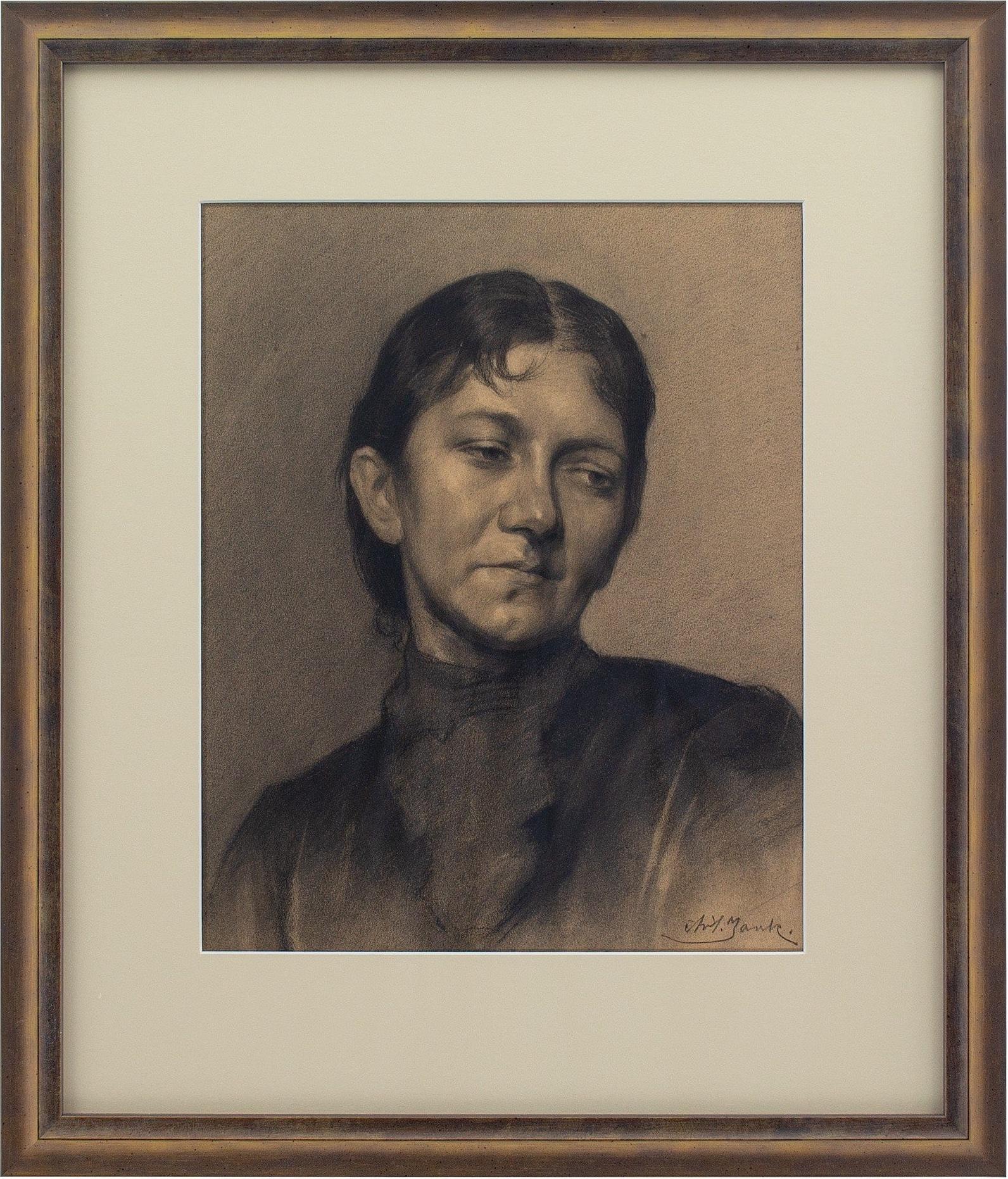 Julius Mante (zugeschrieben), Porträt einer Dame, Zeichnung