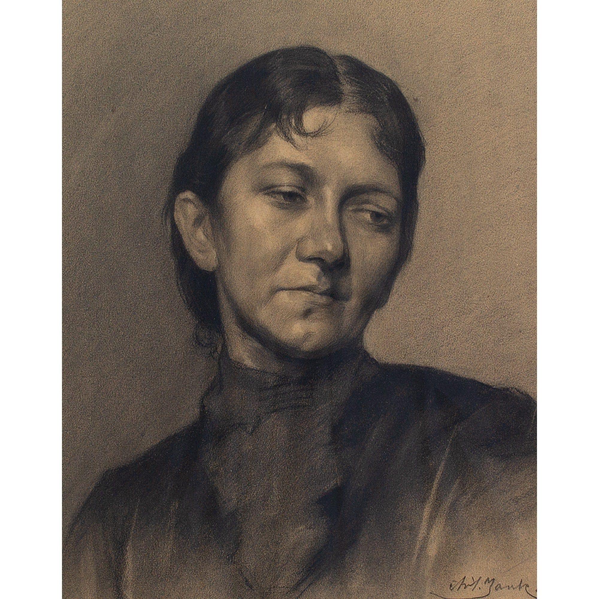 Portrait d'une femme, dessin de Julius Mante ( attribué à en vente 1
