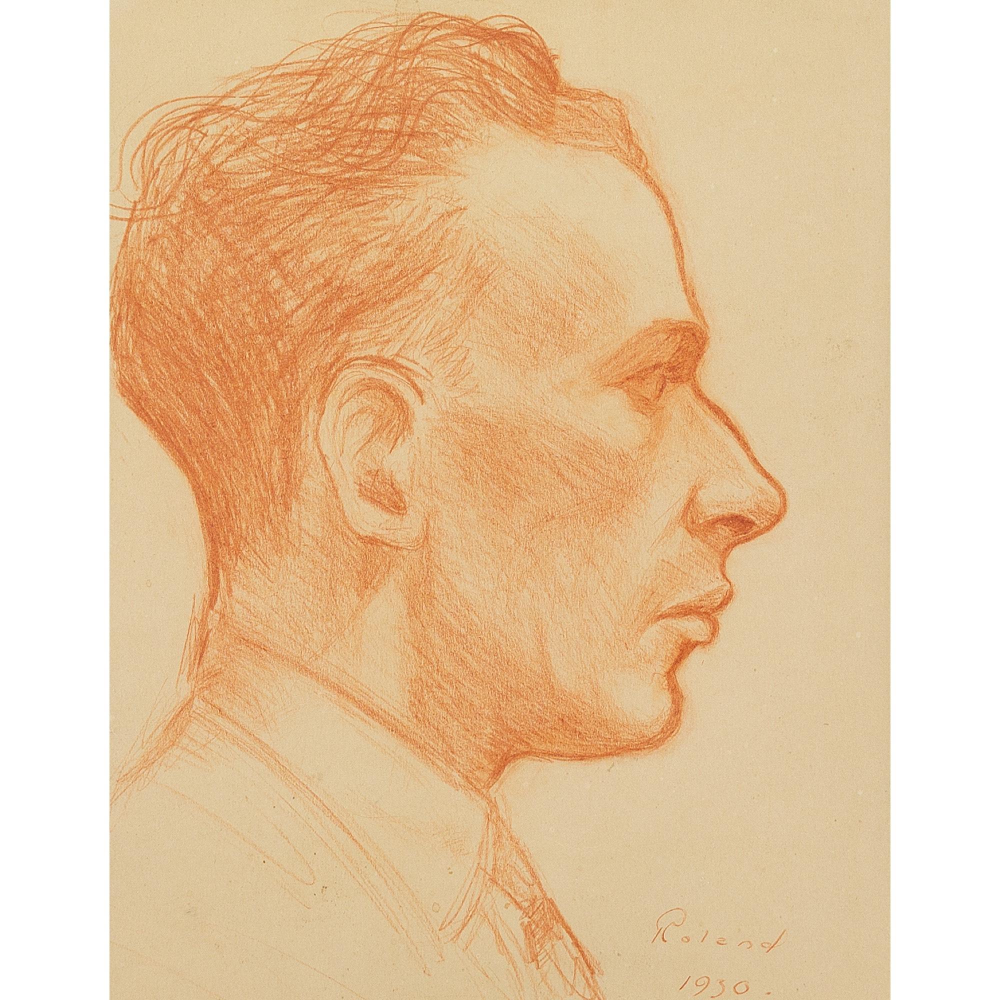Roland Svensson, Portrait Study Of A Man, Drawing 1