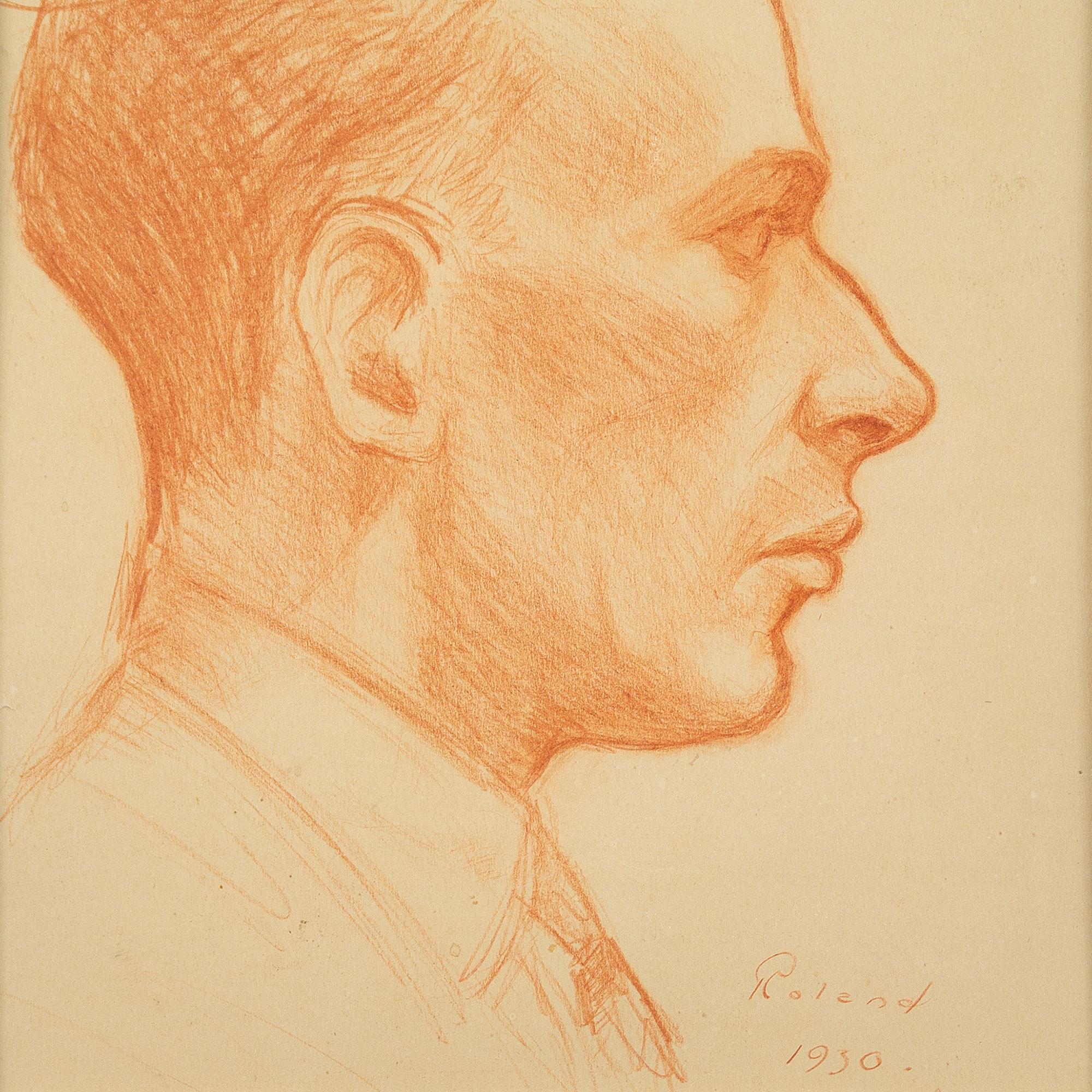 Roland Svensson, Portrait Study Of A Man, Drawing 3