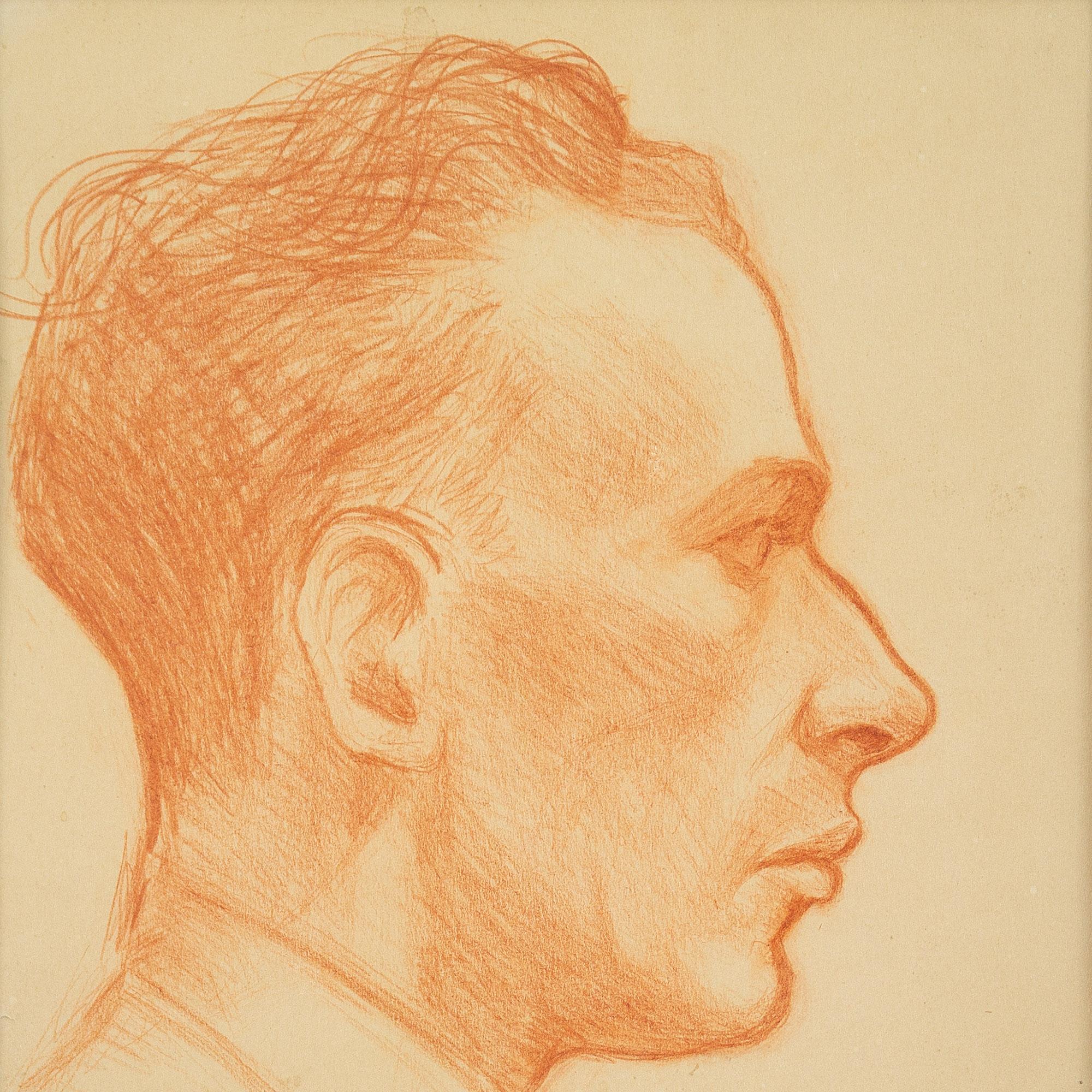 Roland Svensson, Portrait Study Of A Man, Drawing 2