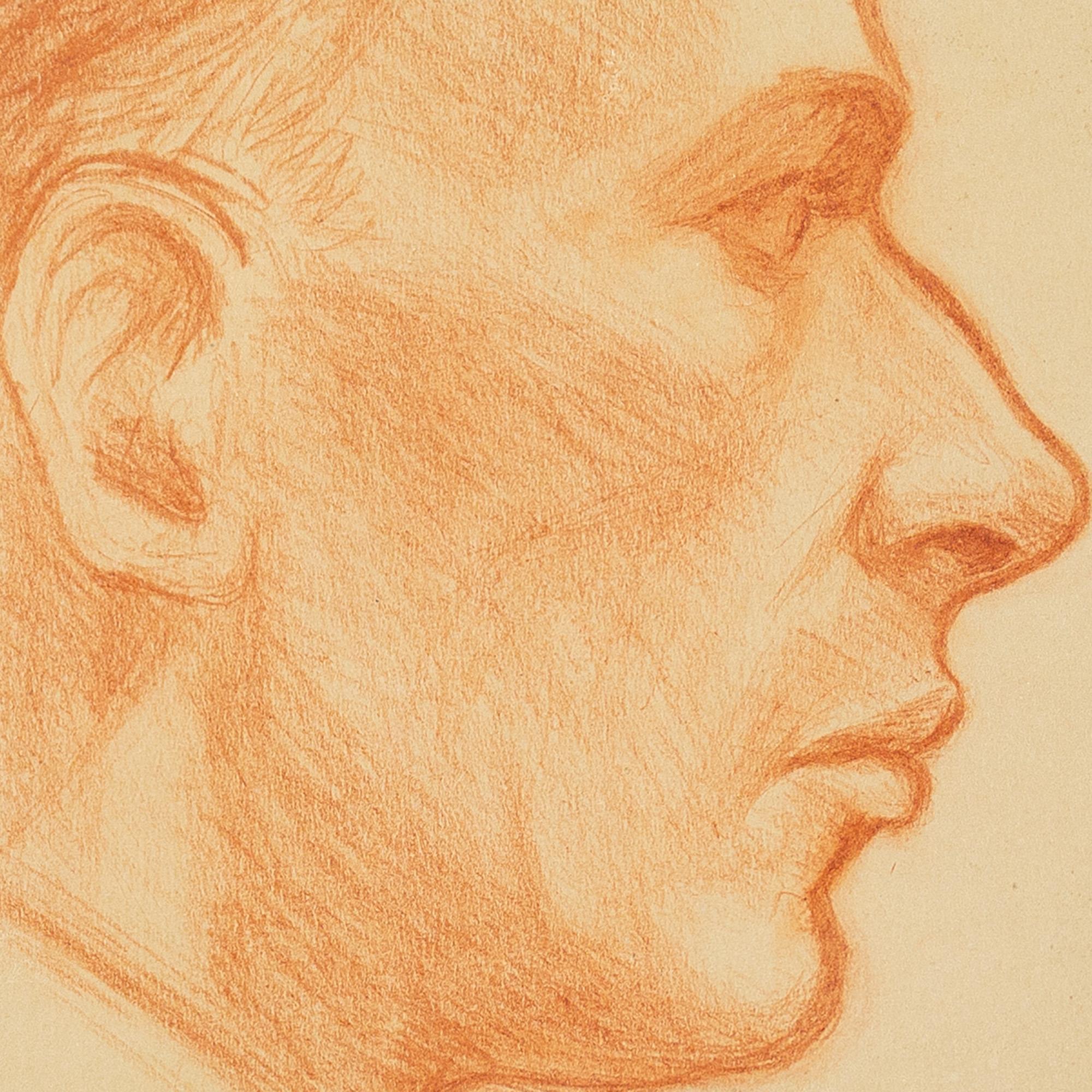Roland Svensson, Portrait Study Of A Man, Drawing 4