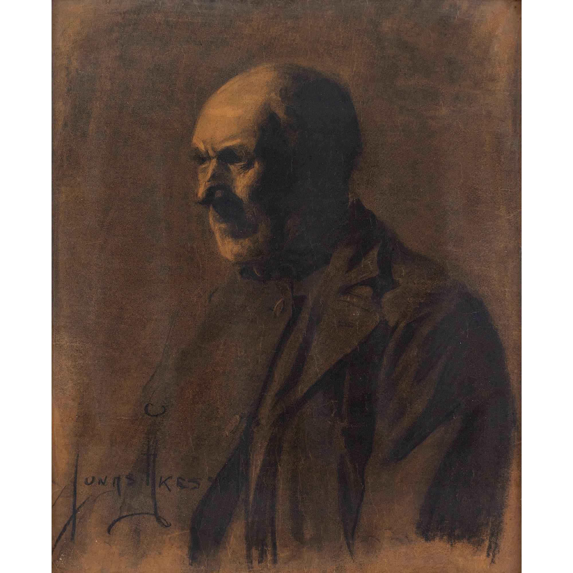 This enigmatic portrait of a man by Jonas Åkesson (1879-1979) is a masterclass in charcoal. Note the strong lines, which delineate the creases in his jacket, and continue beyond the filled areas. These were created with confidence, a series of