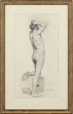 Christian Landenberger, Nude Study Of A Man, Drawing