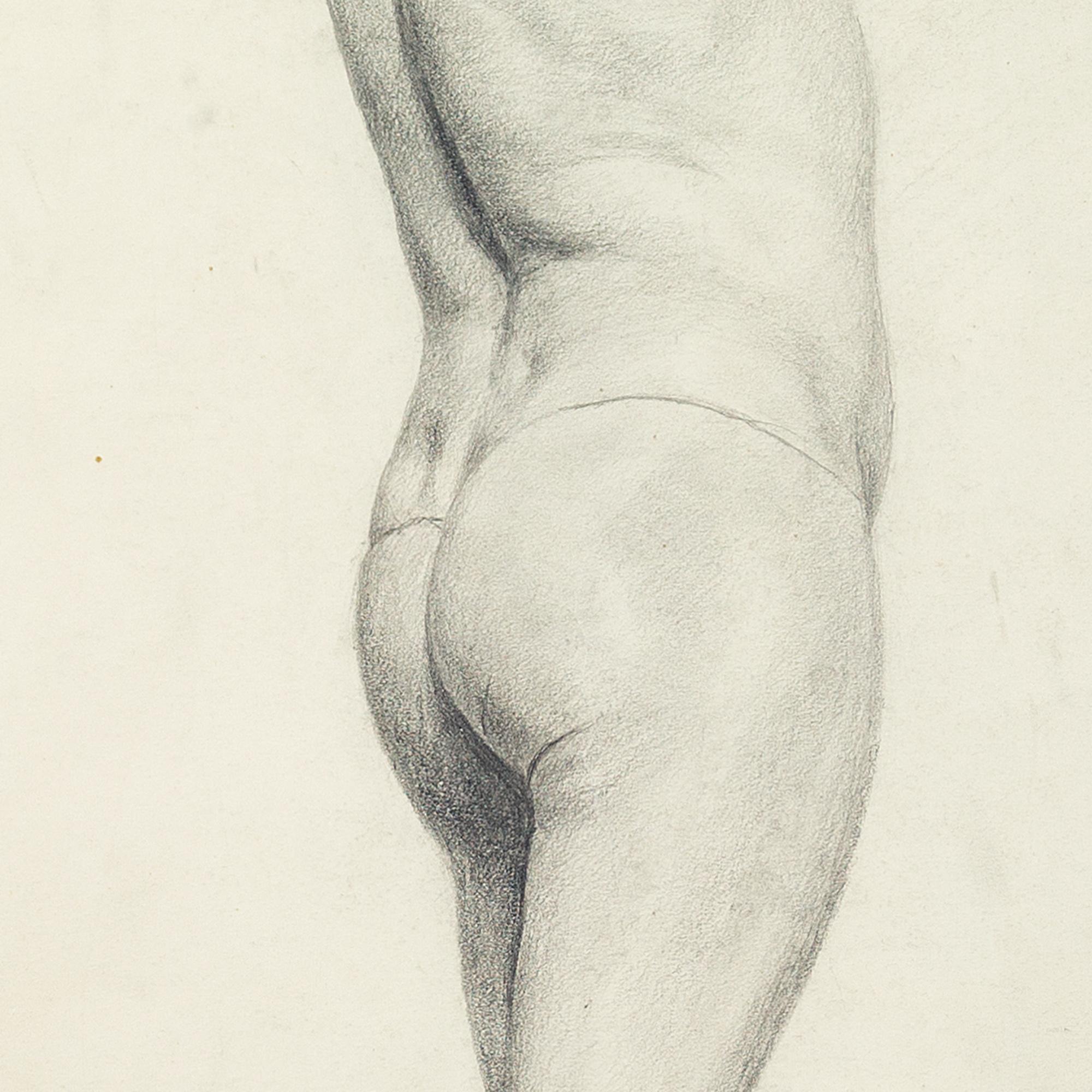 This nude study of a man by German artist, Christian Landenburger (1862-1927) is skilfully observed and rendered with a masterful touch. In 1920, when this was produced, Landenburger was employed as a professor at the Academy of Fine Arts, Stuttgart