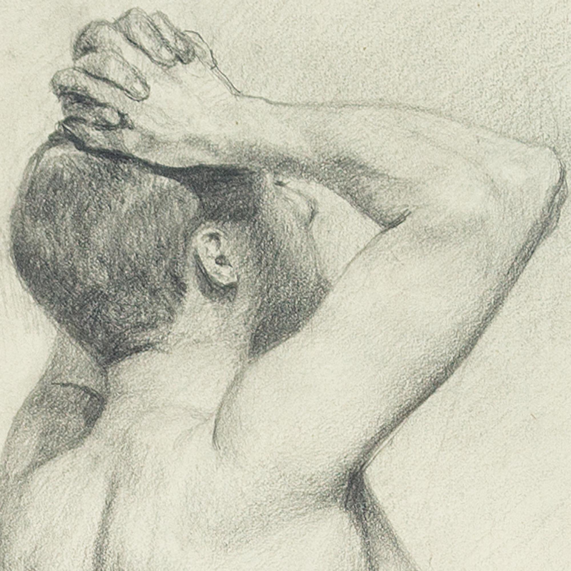 Christian Landenberger, Nude Study Of A Man, Drawing 2