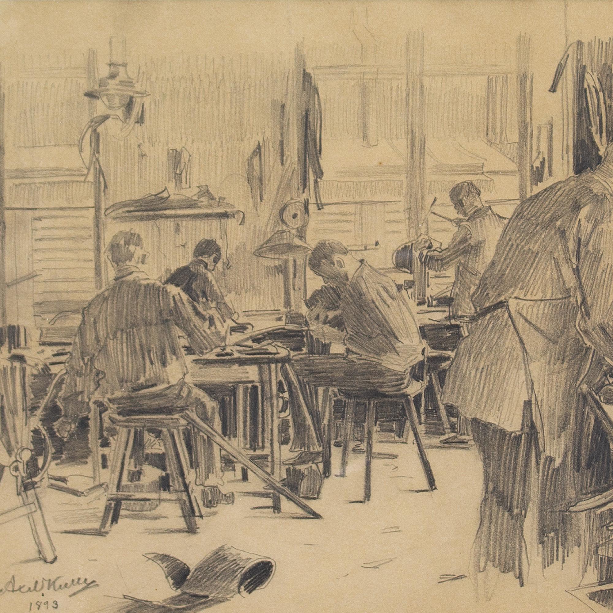Axel Kulle, Leather Tannery, Drawing For Sale 1