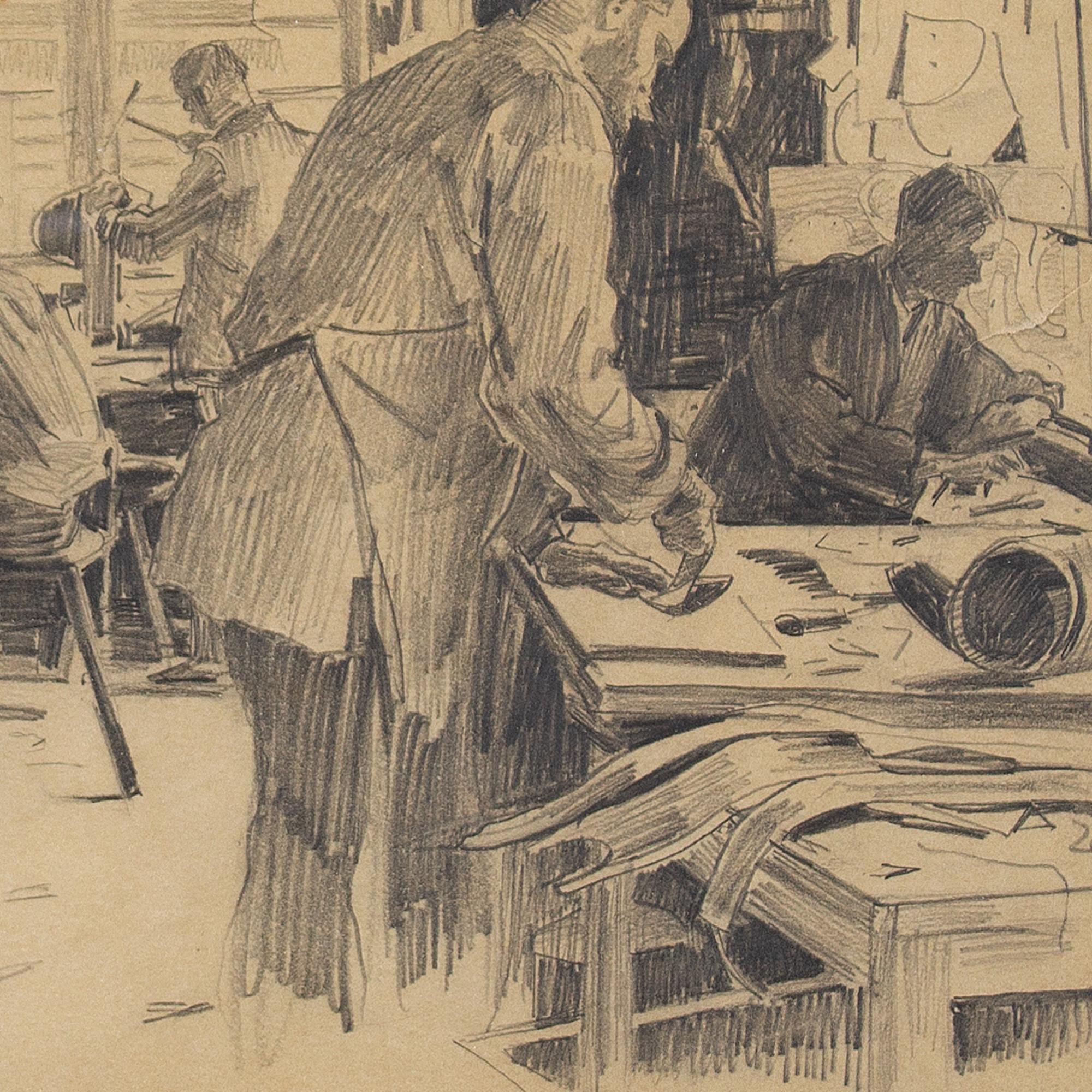 Axel Kulle, Leather Tannery, Drawing For Sale 5