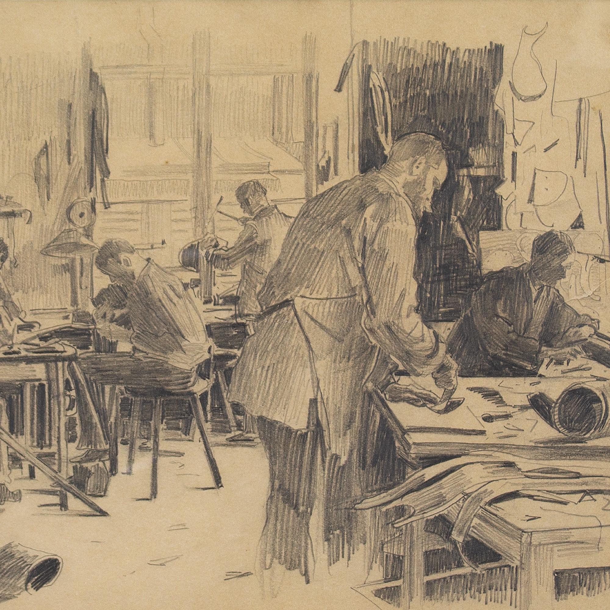 Axel Kulle, Leather Tannery, Drawing For Sale 2