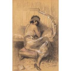 William Albert Ablett, In ihrem Boudoir, Zeichnung