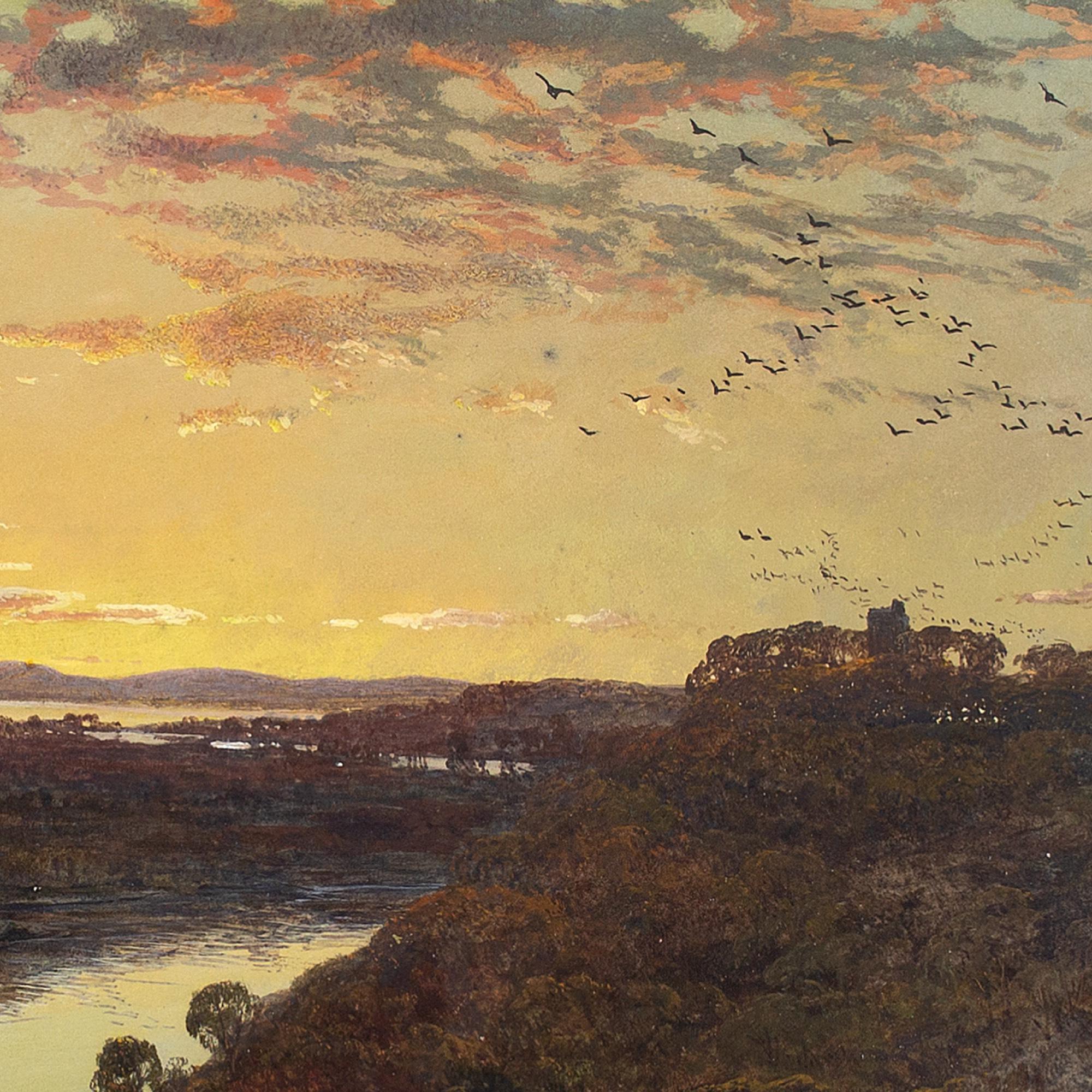 Charles Branwhite, River Landscape With Sunset, Watercolour For Sale 3