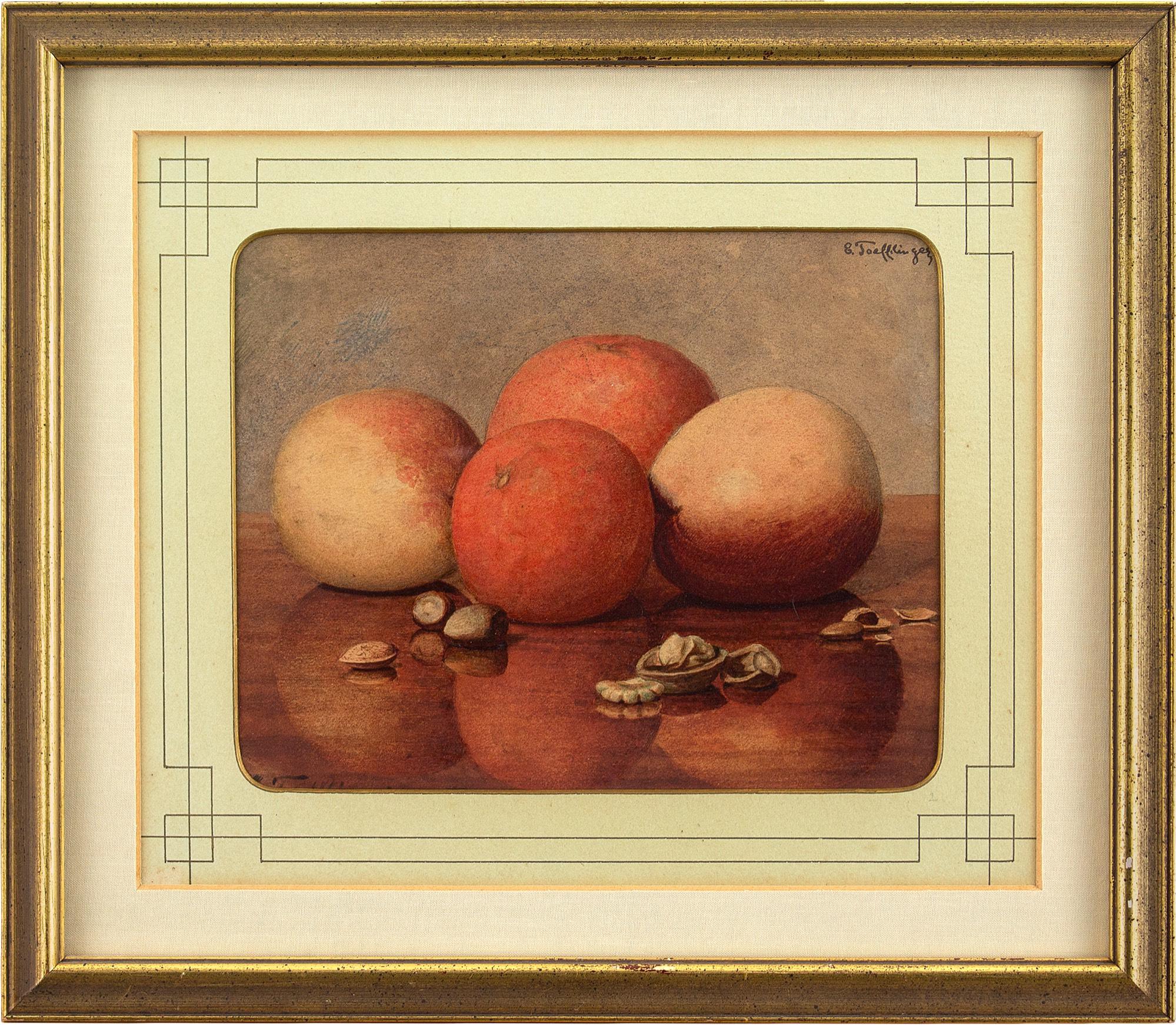 W Erich Taefflinger Still-Life - Erich Taefflinger, Still Life With Oranges, Apples & Nuts, Watercolour