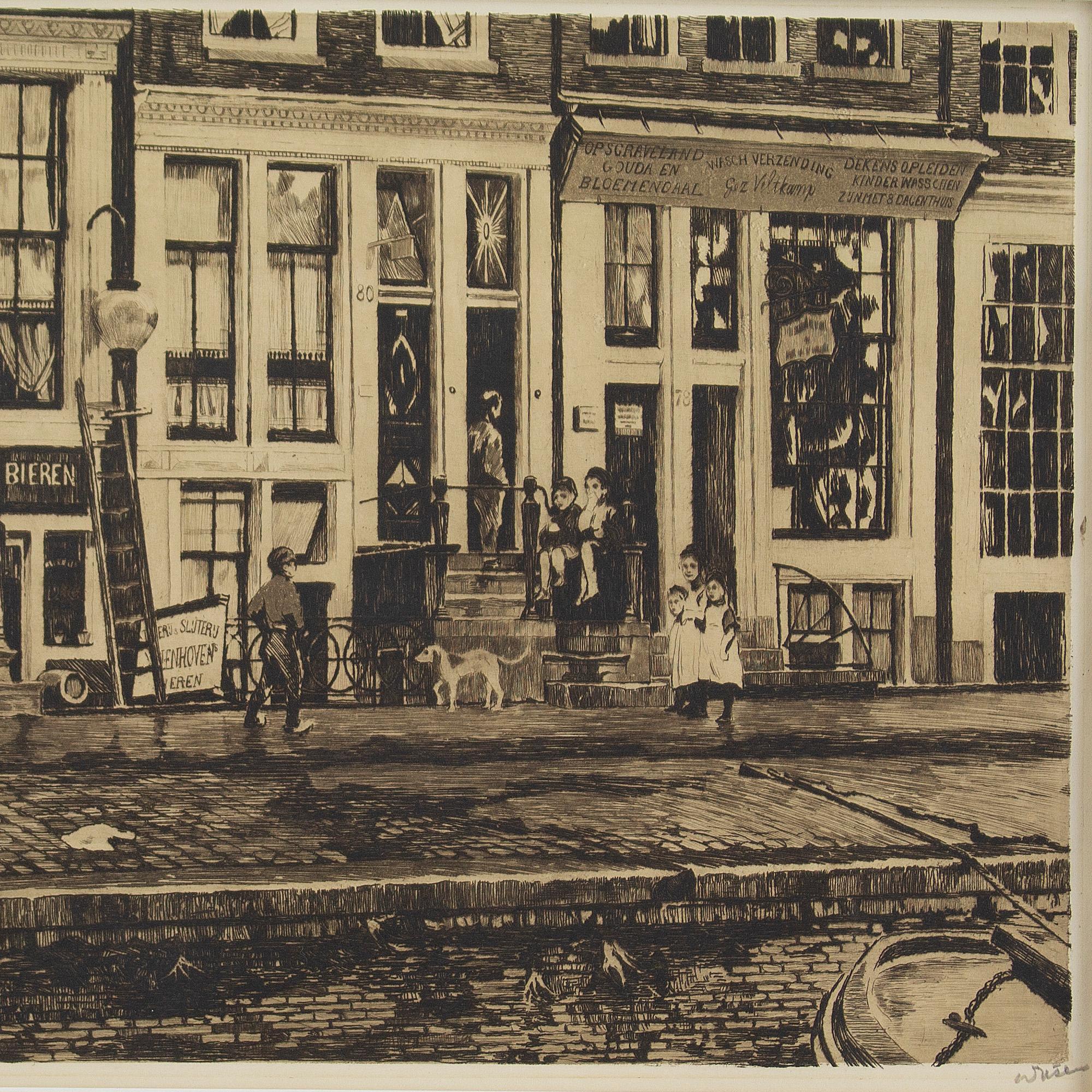 Willem Witsen, Oude Waal, Amsterdam, Etching 1