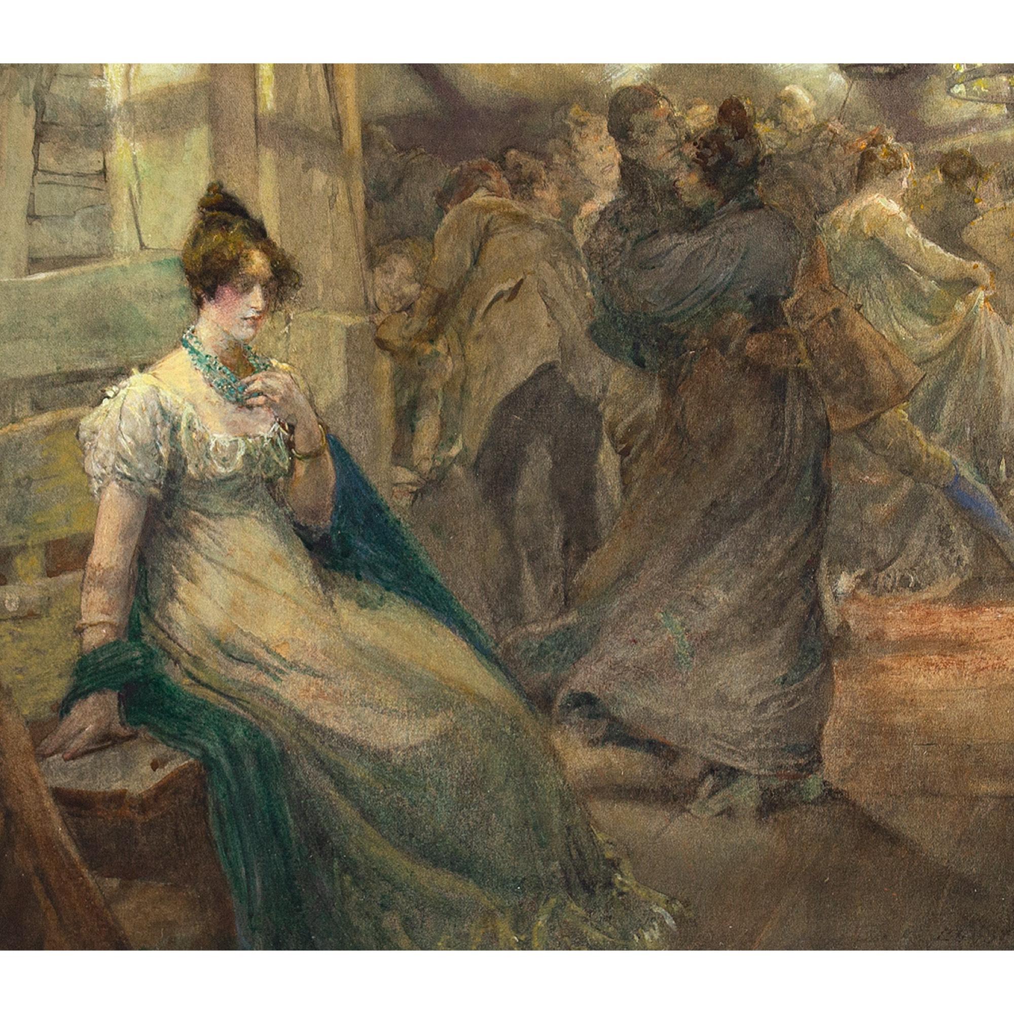 Edgar Bundy RA, The Wallflower, Watercolour 1