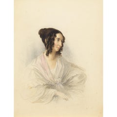 William Moore, Portrait Of A Lady, Watercolour