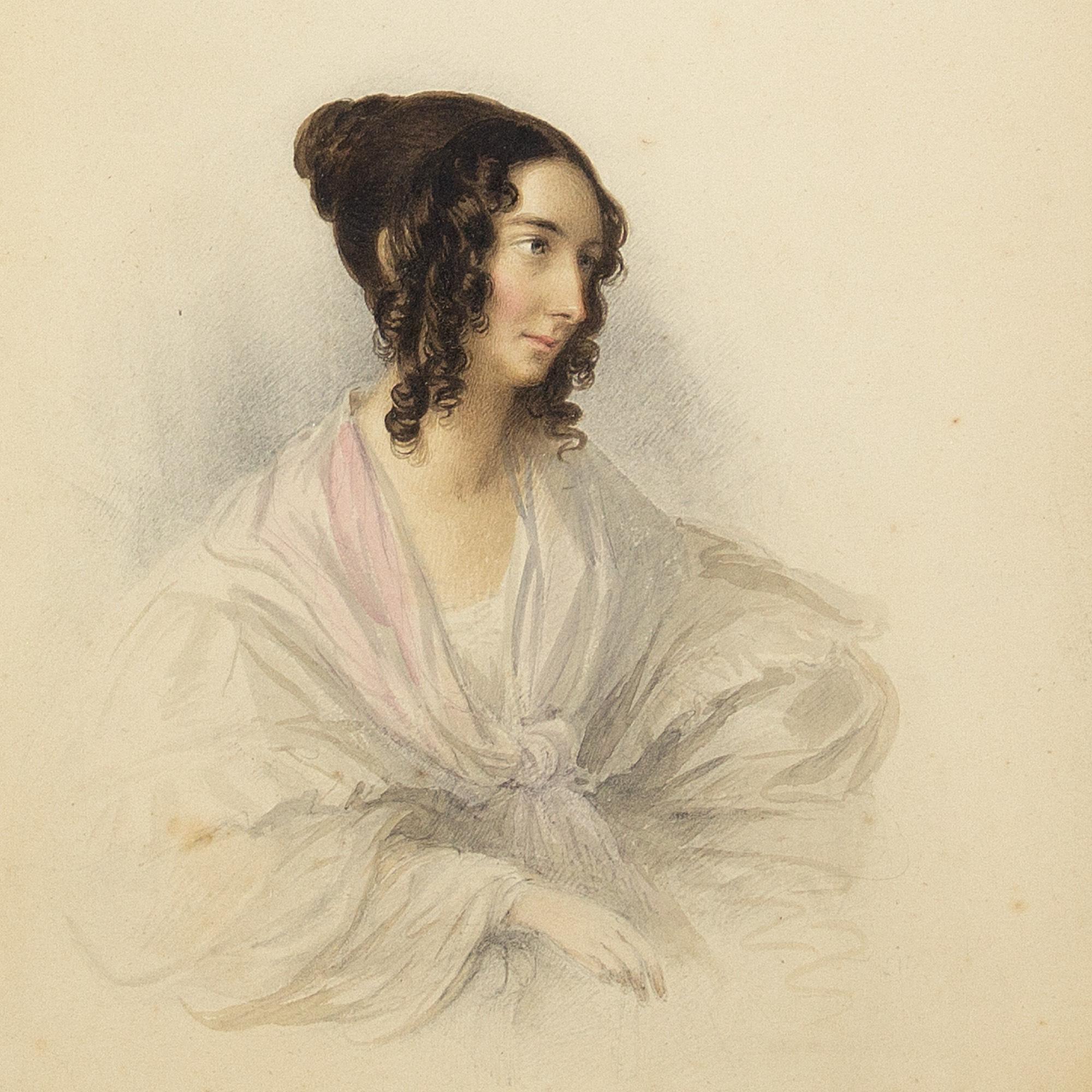 William Moore, Portrait Of A Lady, Watercolour For Sale 2