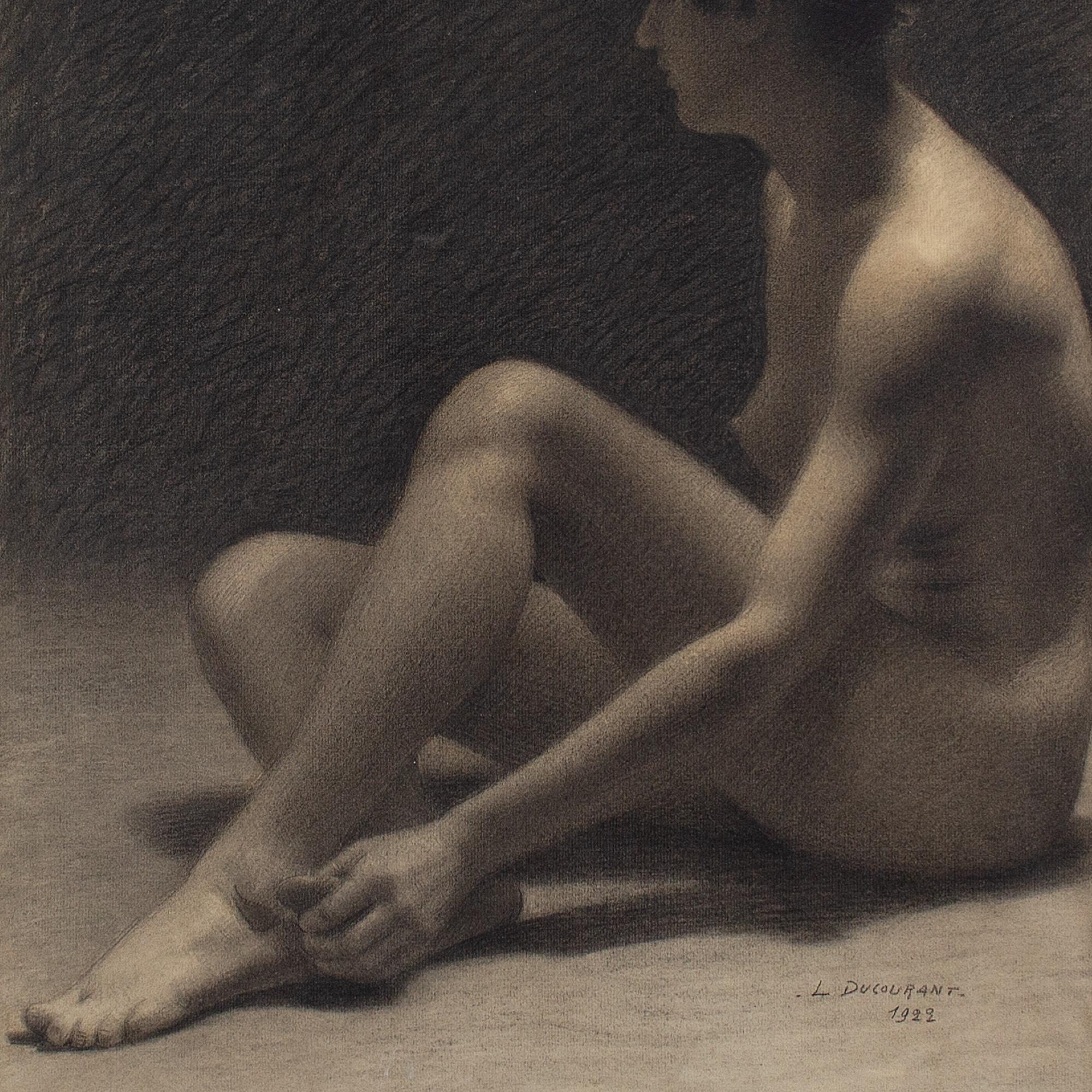 L Ducourant, Nude, Academic Study, Drawing 4