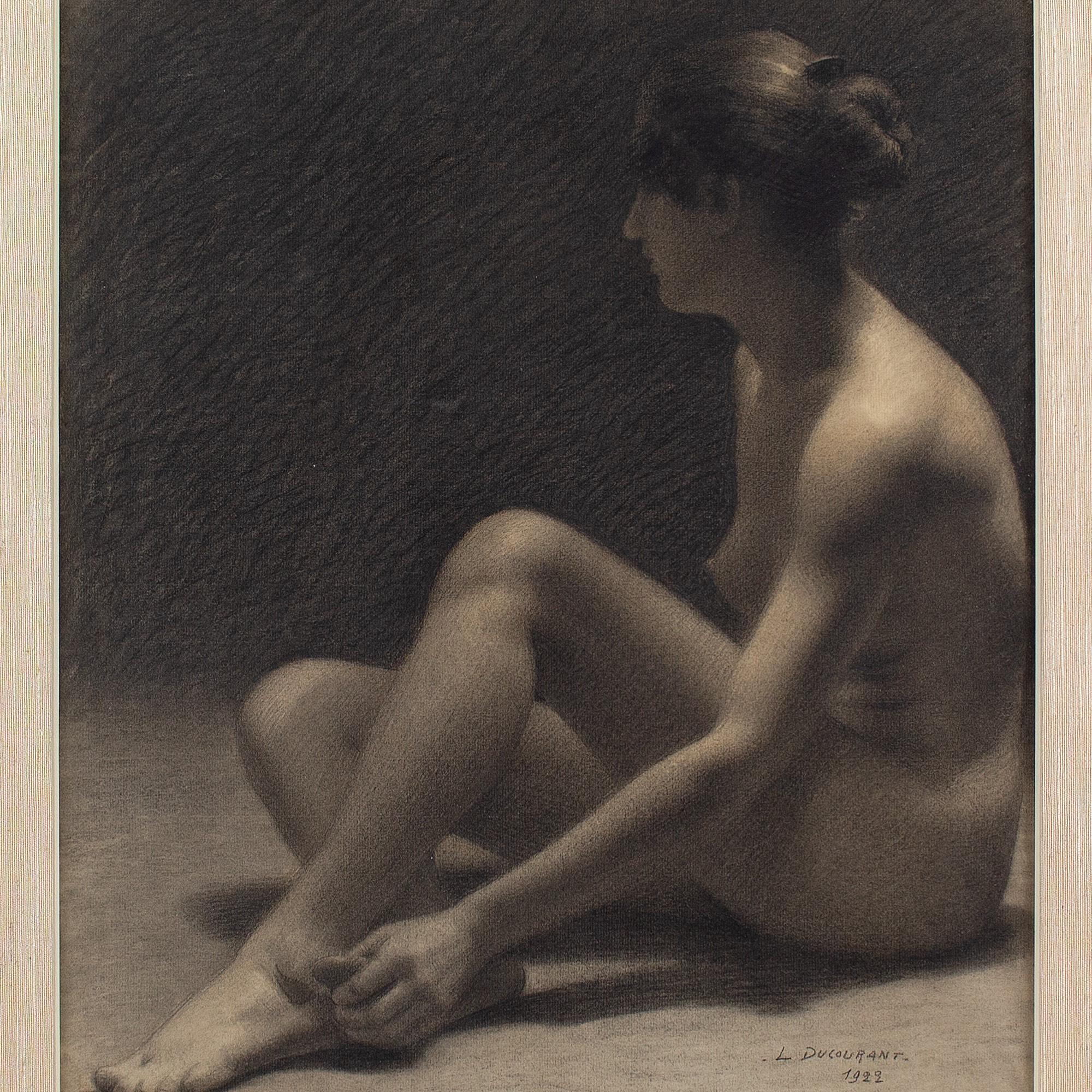 L Ducourant, Nude, Academic Study, Drawing 2
