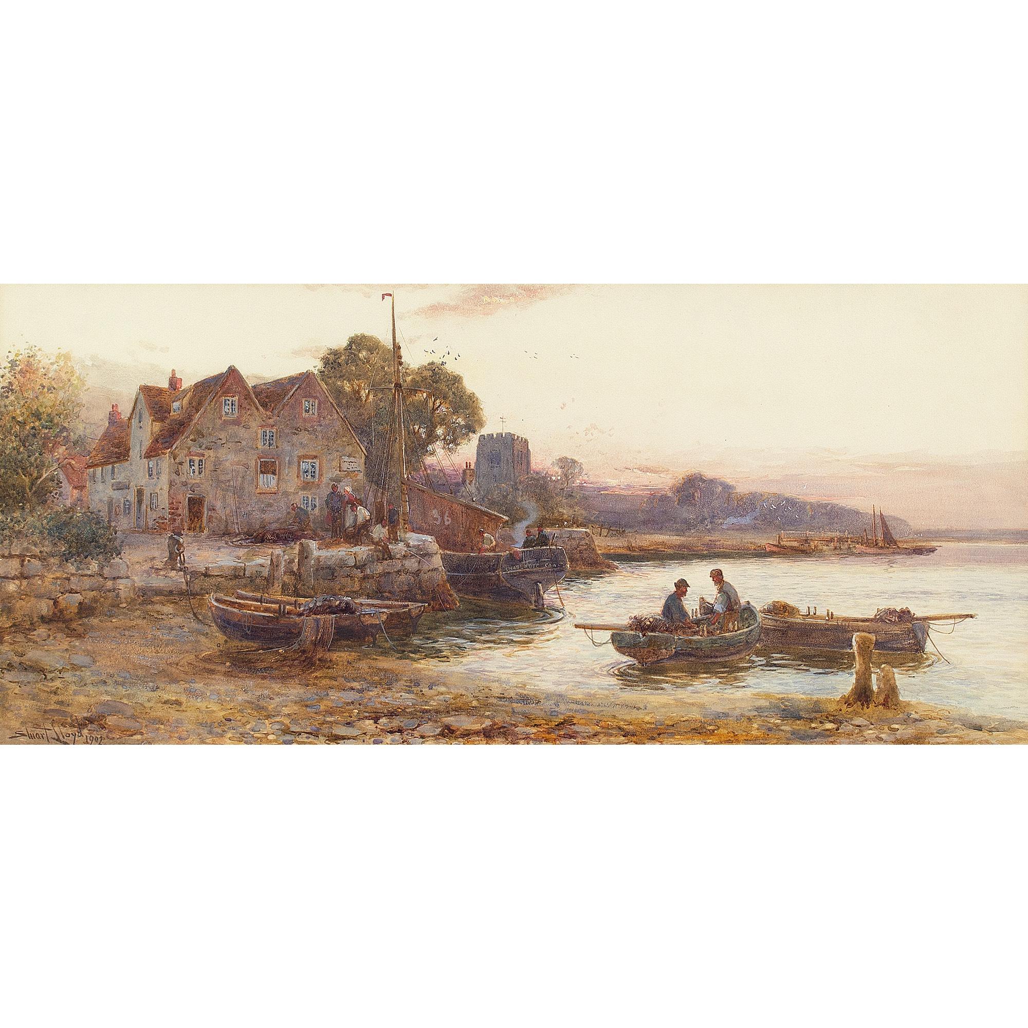 This beautiful early 20th-century watercolour by British artist Walter Stuart Lloyd (1845-1929) depicts a picturesque view of Wooten Creek on the Isle of Wight.

Lloyd’s masterly handling captures the light sublimely as it shimmers atop the gentle