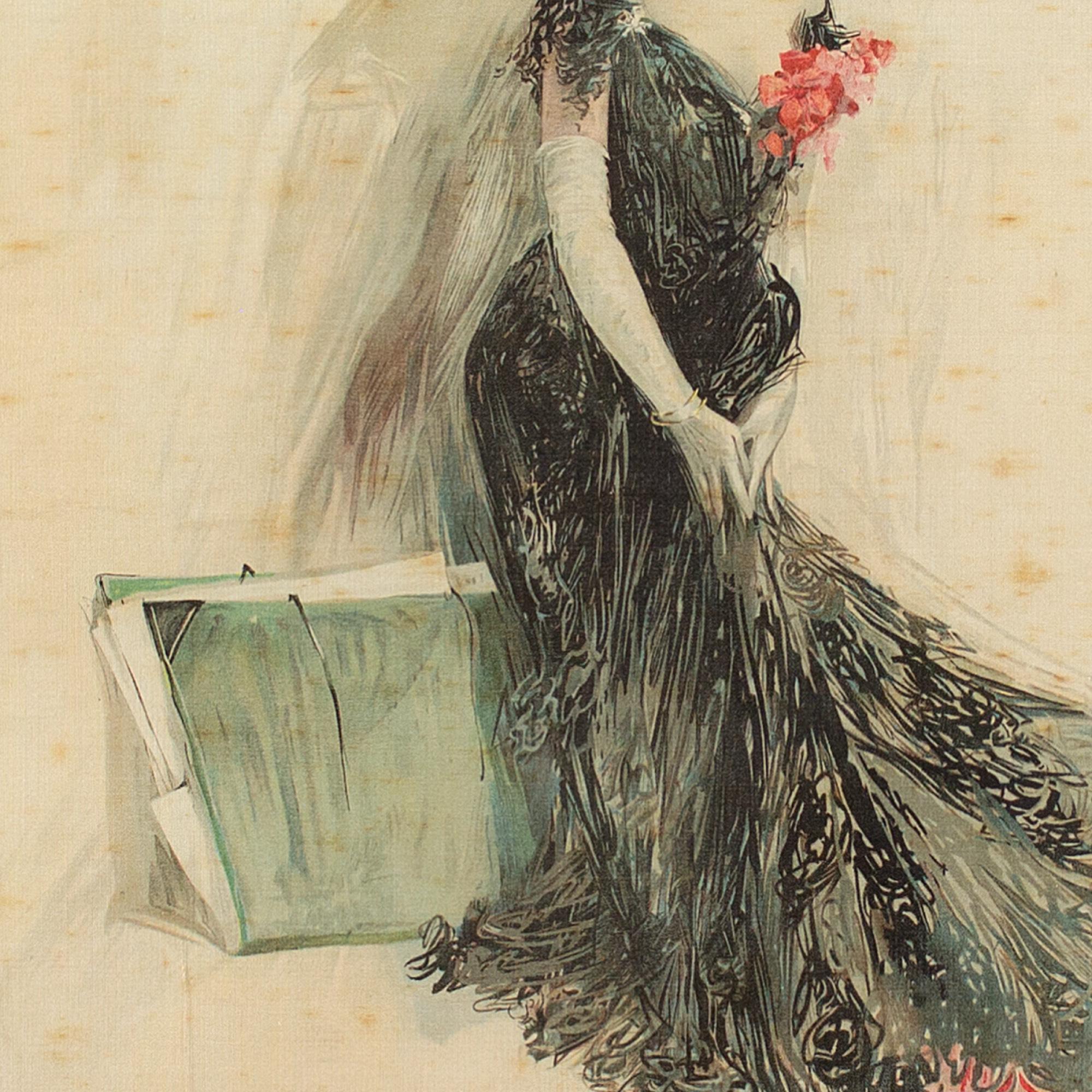 Reginald Pannett La vedova allegra, disegno della copertina dello spartito, acquerello 1