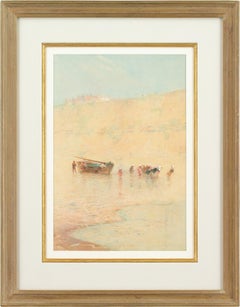 Hector Caffieri RBA RI ROI, Boulogne mit Fischern, die ein weitläufiges Boot abhoben