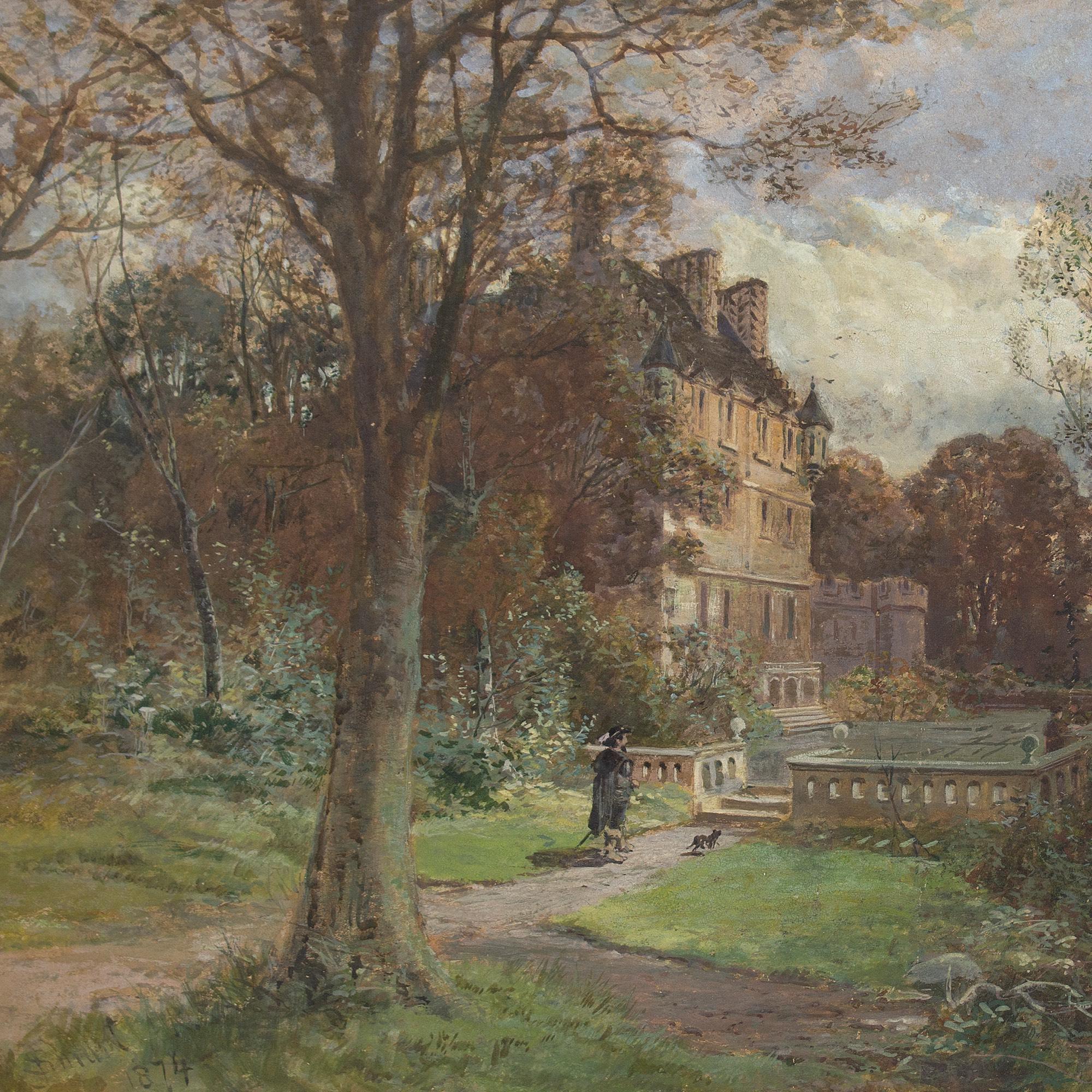 John Smart RSA RSW, The Grounds Of A Scottish Baronial Mansion, Watercolour For Sale 5
