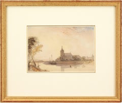 Alfred Gomersal Vickers, River Landscape With Church, Watercolour