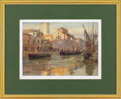 Early 20th-Century English School, Venetian Canal Scene With Sailboats