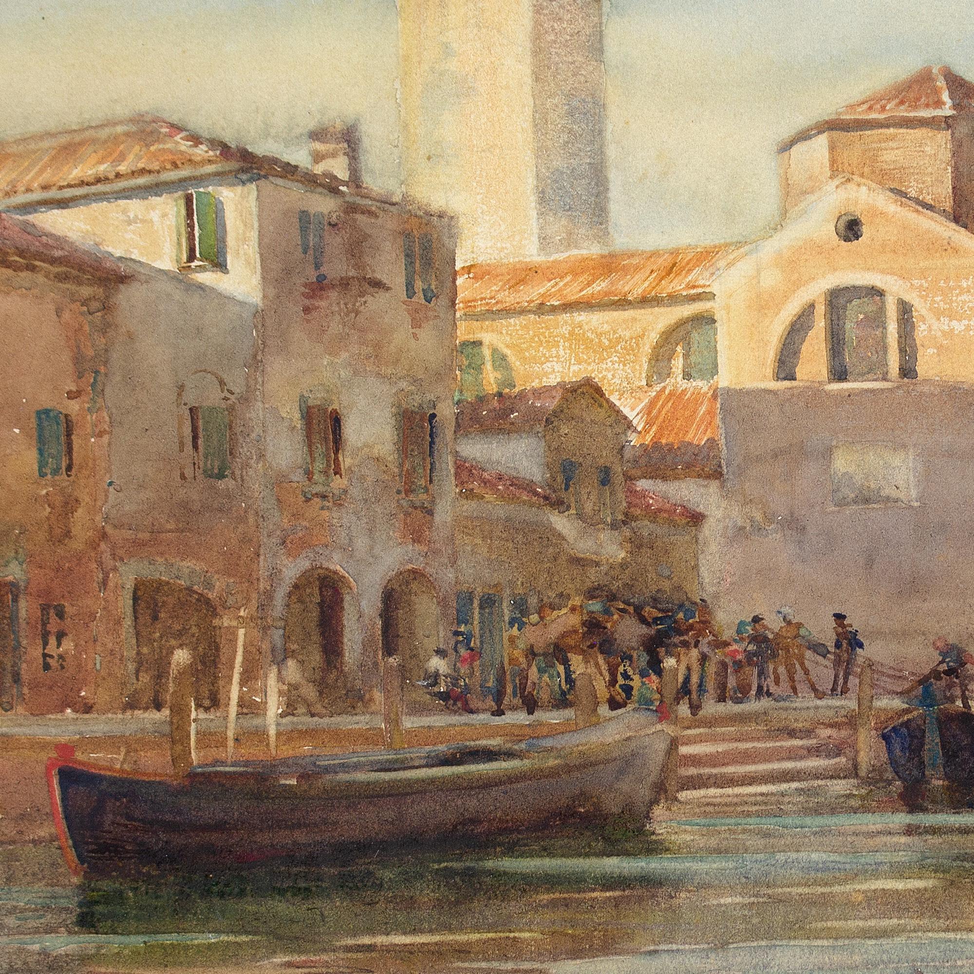 Early 20th-Century English School, Venetian Canal Scene With Sailboats 2