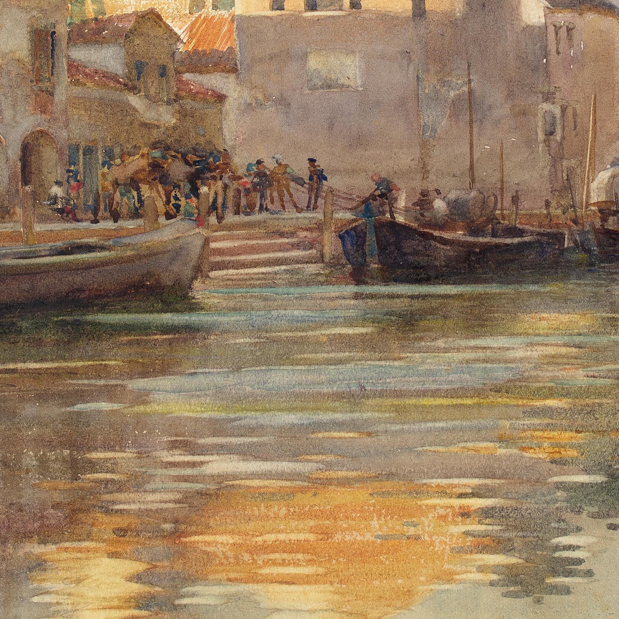 Early 20th-Century English School, Venetian Canal Scene With Sailboats 4
