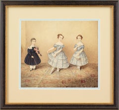 Antique 19th-Century English School, Group Portrait Of Three Children