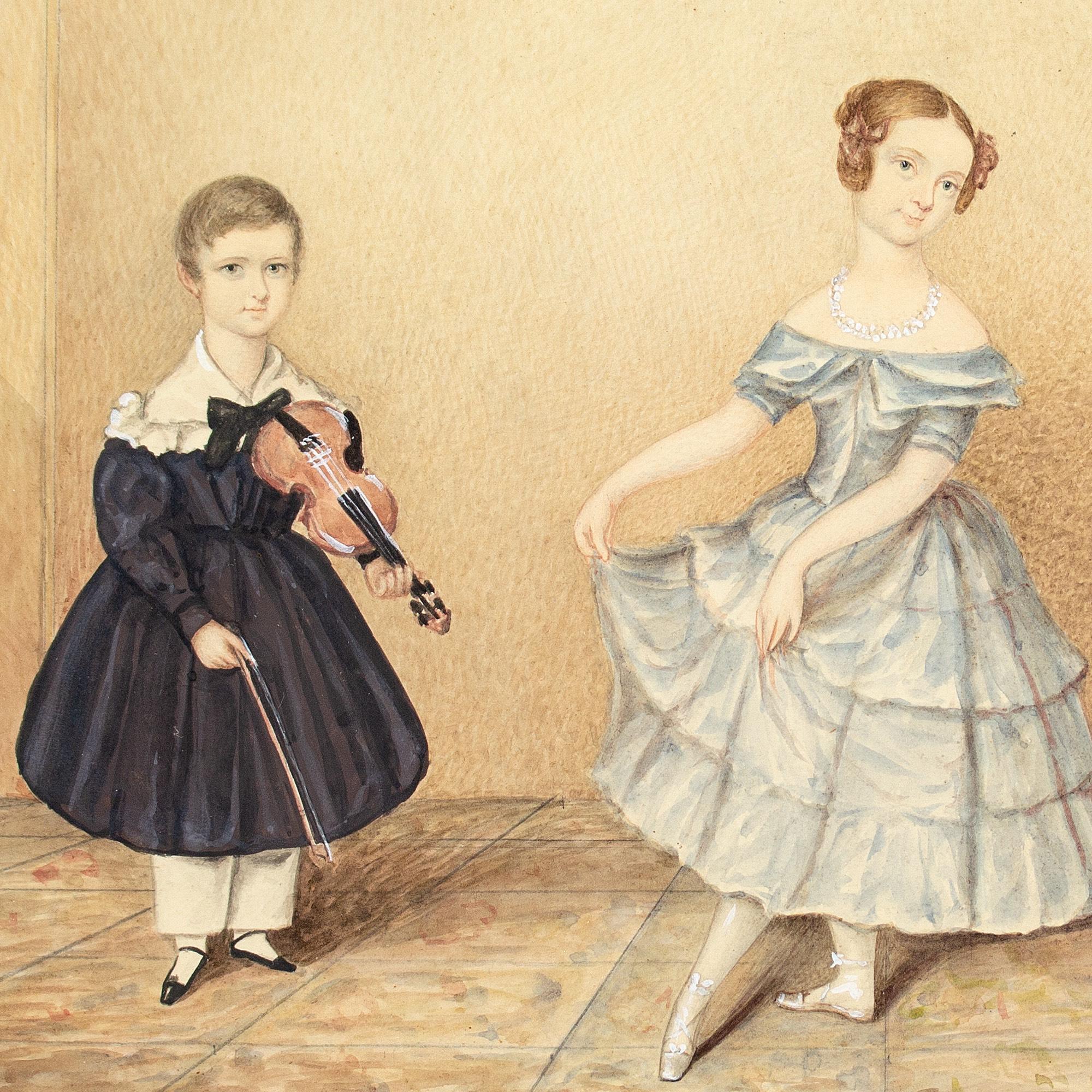 19th-Century English School, Gruppenbildnis von drei Kindern 1
