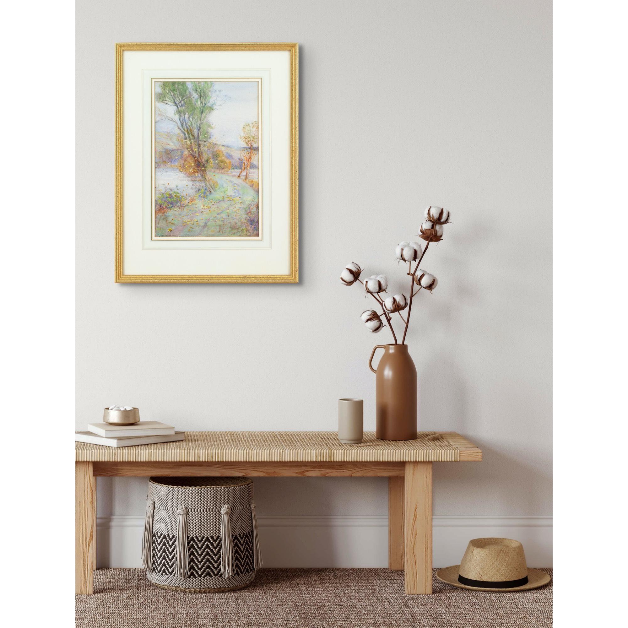 Lily Bristow, Autumnal Landscape With Pond, Antique Watercolour For Sale 2