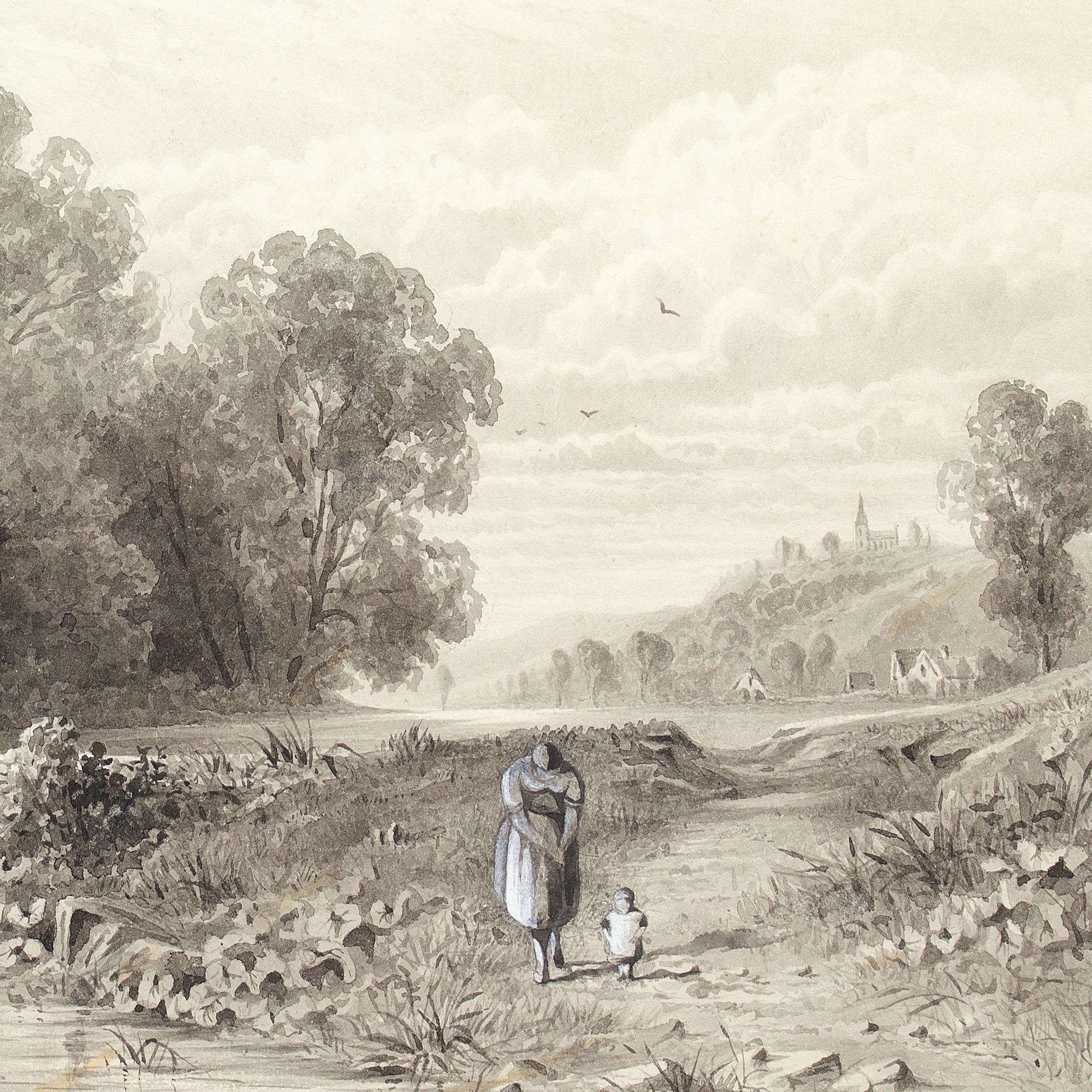 Edmond Albert Joseph Tyrel de Poix, Landscape With Watermill, Mother & Child For Sale 5