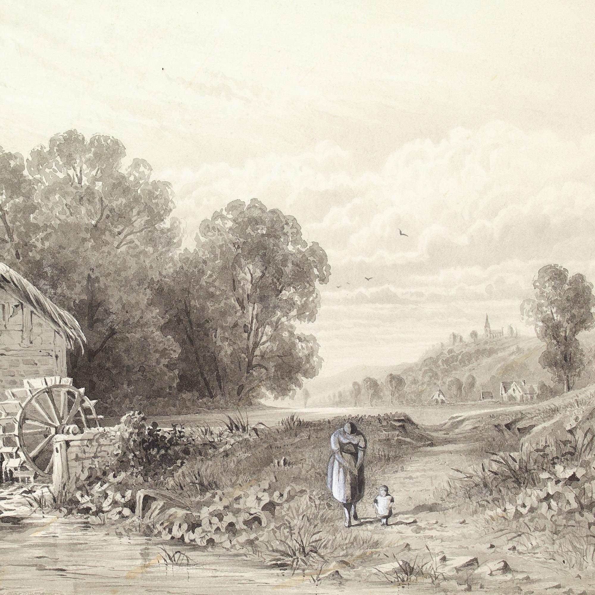 Edmond Albert Joseph Tyrel de Poix, Landscape With Watermill, Mother & Child For Sale 7