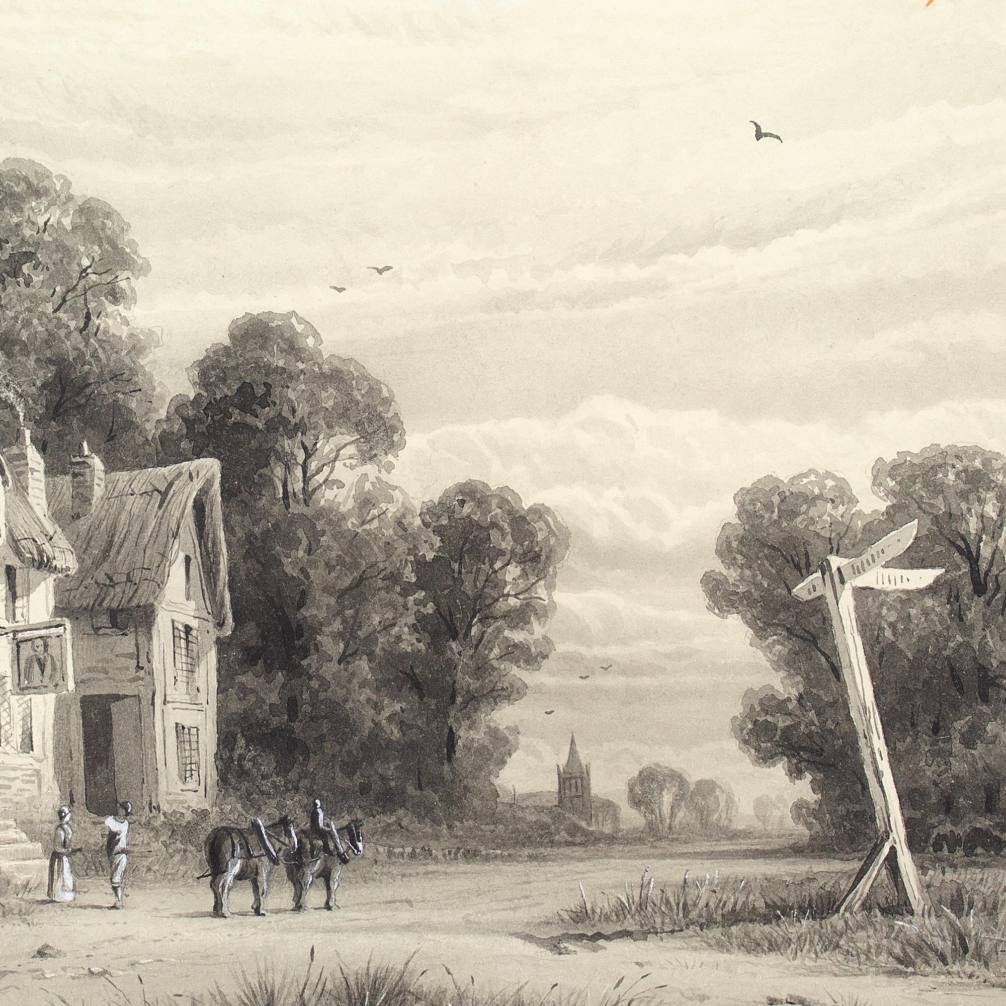Edmond Albert Joseph Tyrel de Poix, Landscape With Pub & Signpost For Sale 4