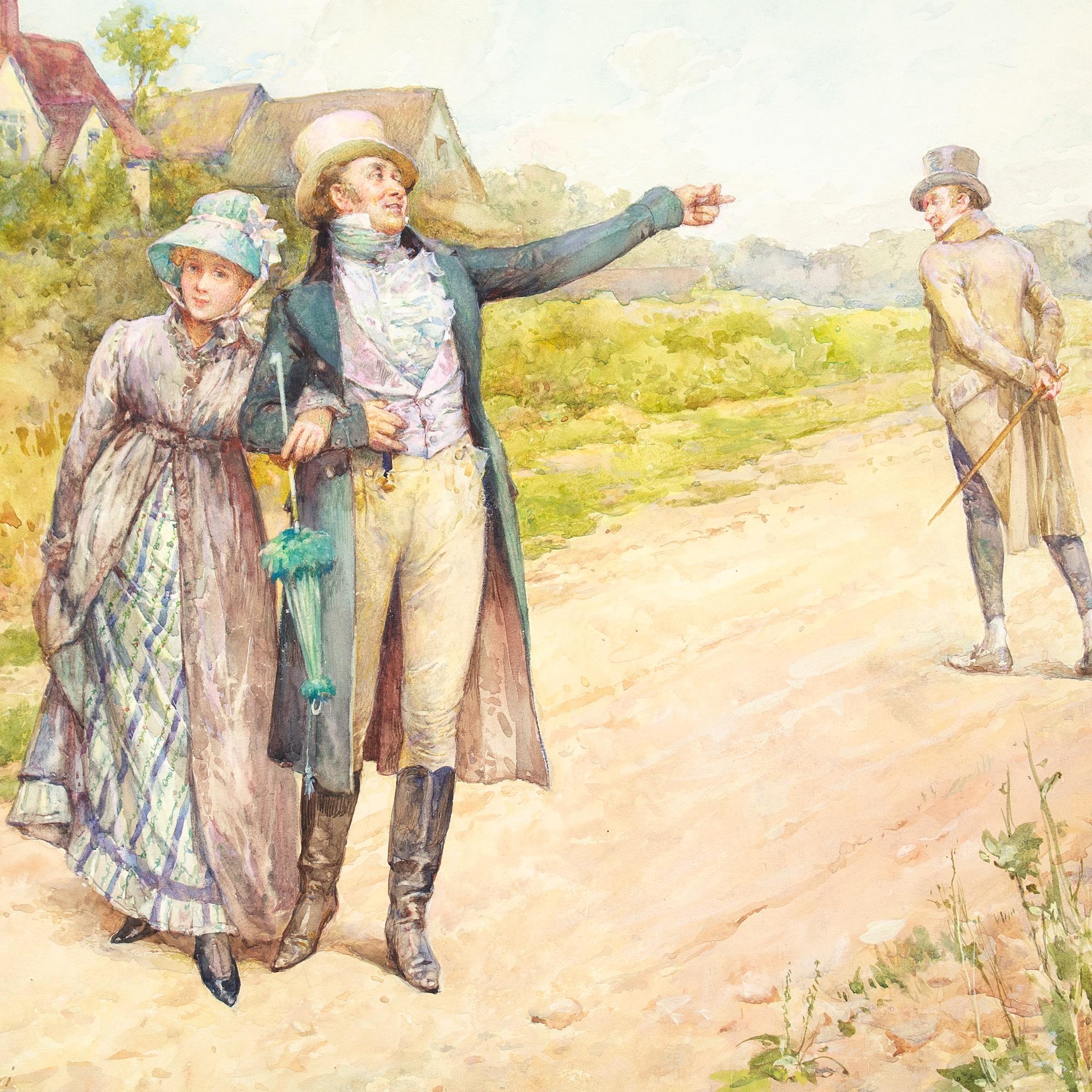 Henry Gillard Glindoni, The Friendly Chat, Watercolour For Sale 8