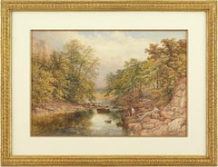 Aquarelle ancienne « On The Derwent » de James George Philp, Derbyshire