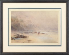 Martha Fowler, Sea Fog On The Cornish Coast, Antique Watercolour