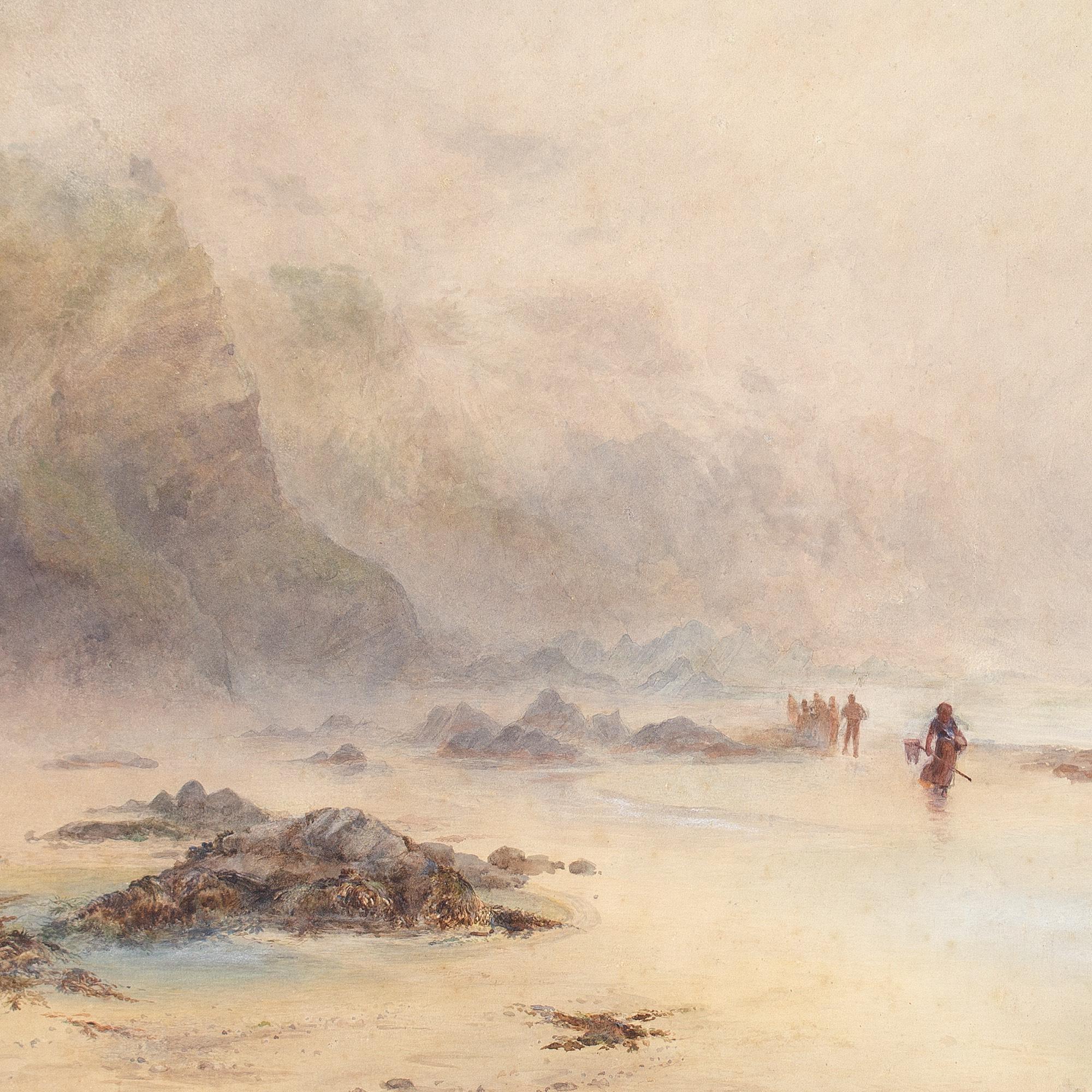 Martha Fowler, Sea Fog On The Cornish Coast, Antique Watercolour For Sale 4