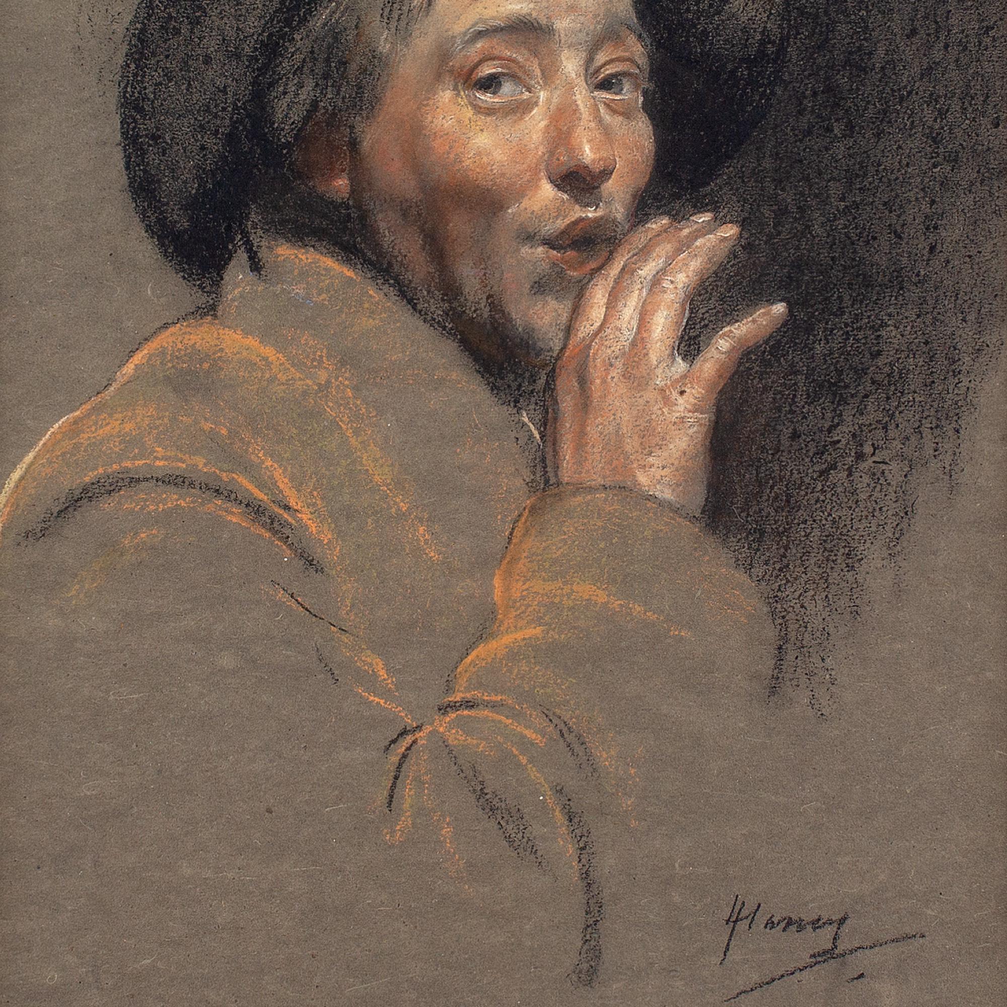 Herbert Johnson Harvey, The Whisper, Self-Portrait, Pastel For Sale 6