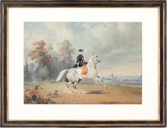 École autrichienne du 19e siècle, dame chevauchant un maré gris