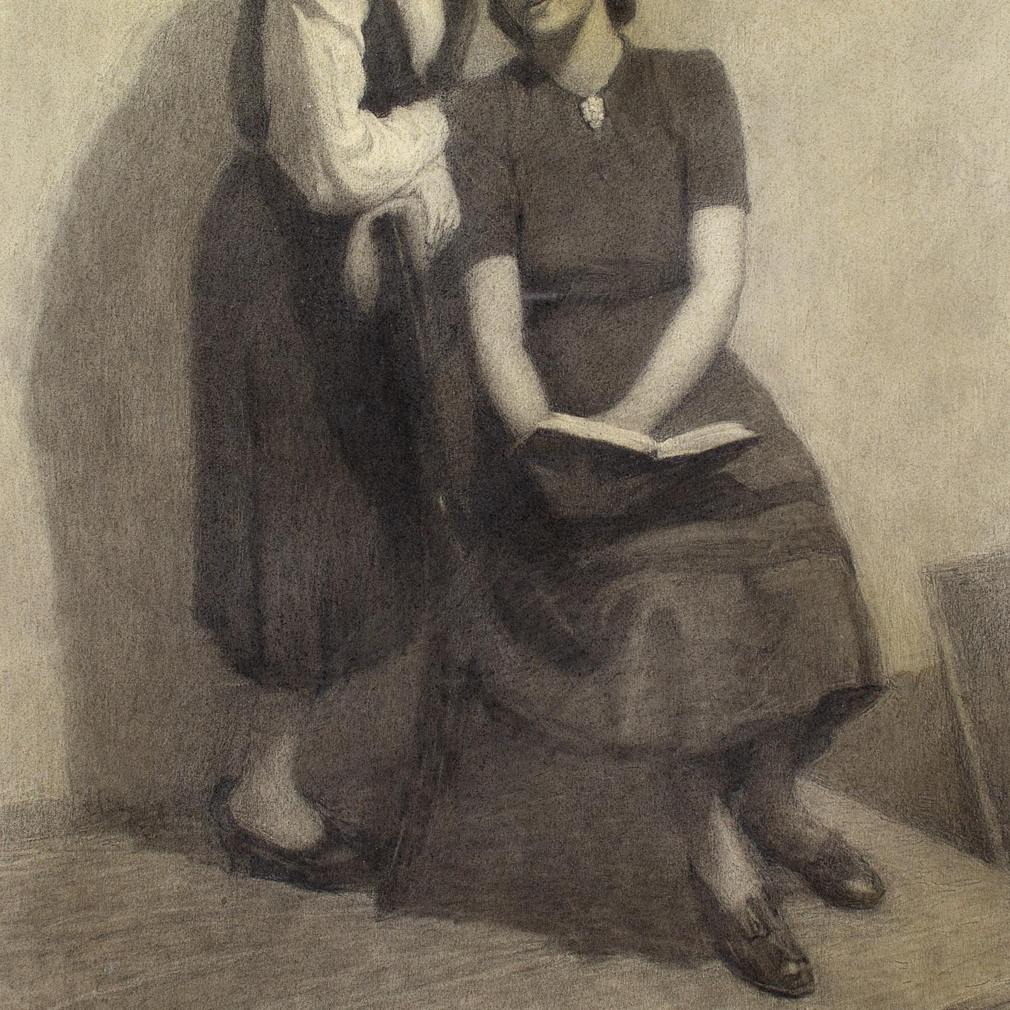 Boris Sporykhin, Interno con ragazze che leggono e disegnano in vendita 5