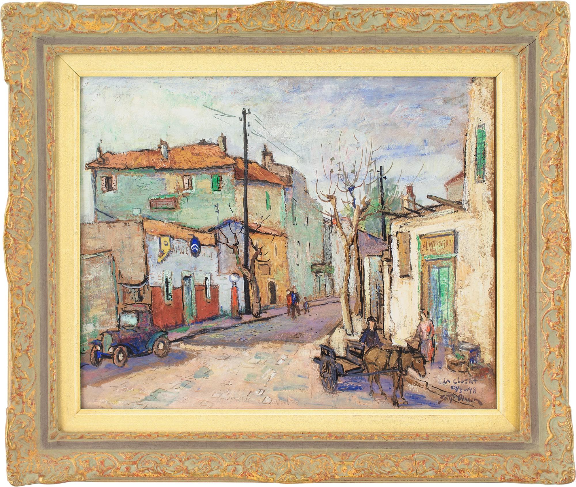 This charming mid-20th-century gouache by Swedish artist Gottfrid Olsson (1890-1979) depicts a colourful street in La Ciotat, France.

Situated in Provence, La Ciotat is a quaint 17th-century coastal town with a rich history. It’s close to Marseille